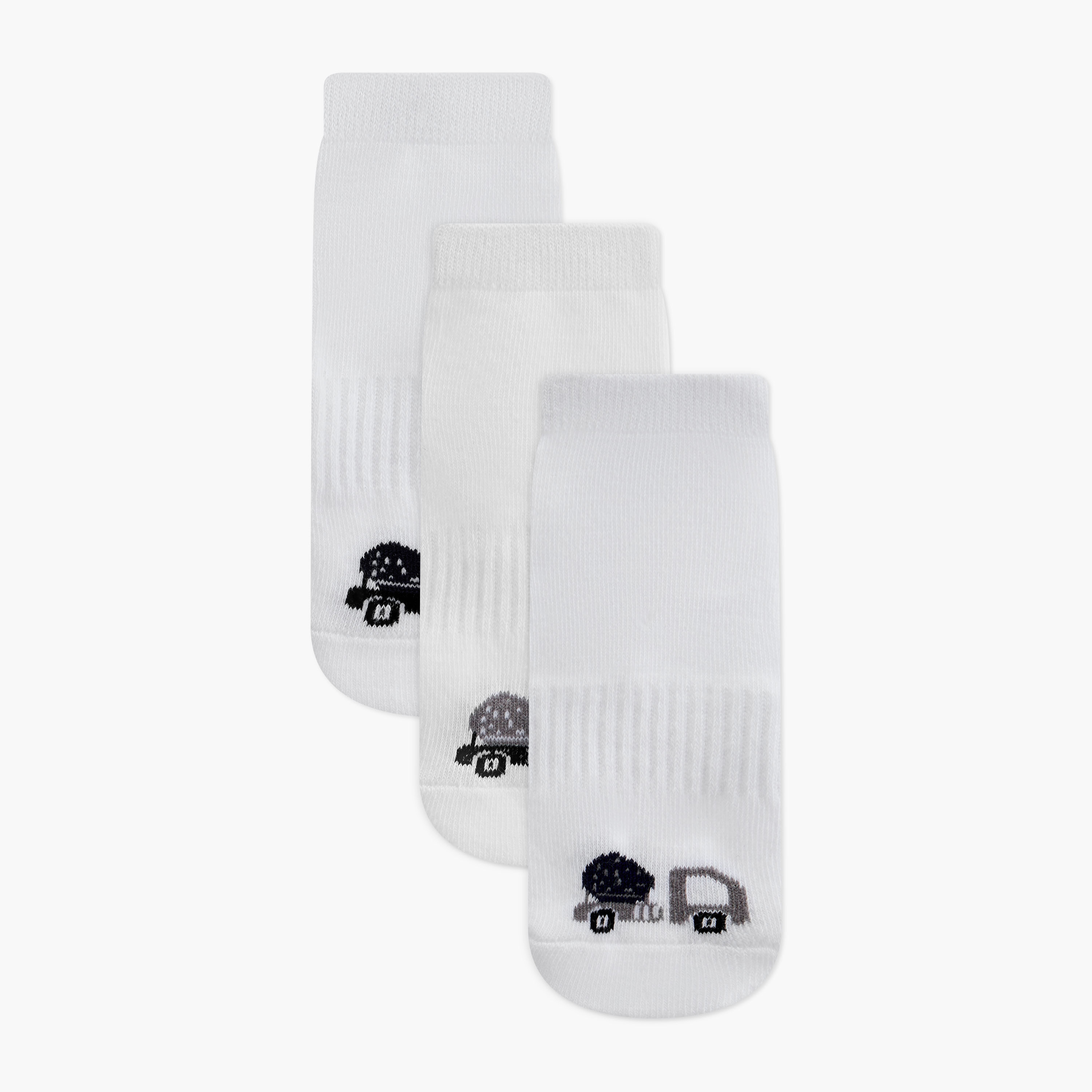 Juniors Truck Print Ankle Length Socks - Set of 3-boys-accessories-socks-image-1