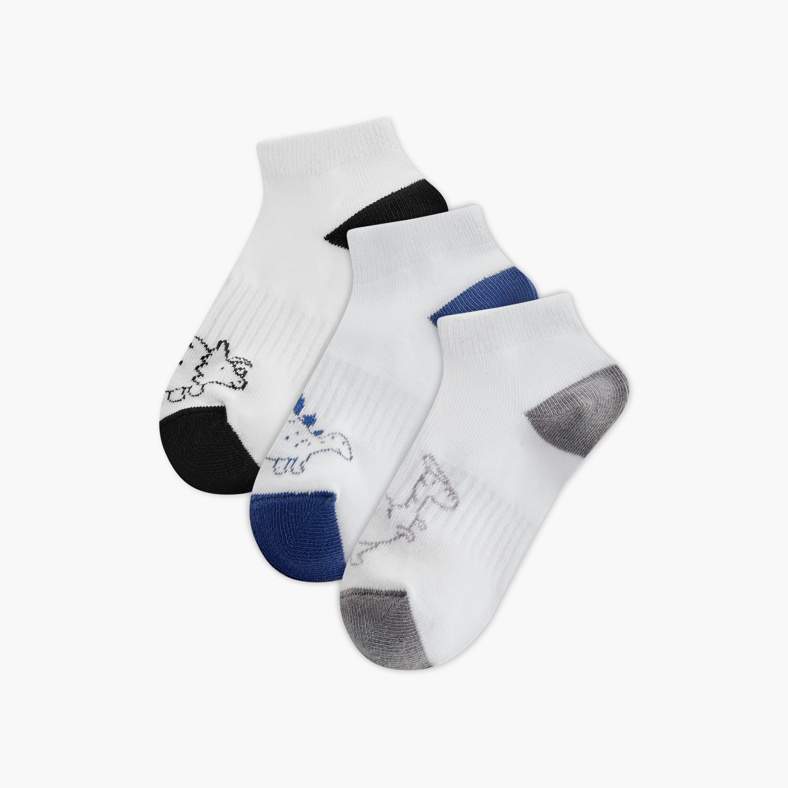 طقم جوارب 3 أزواج بطول الكاحل وطبعات حيوانات من جونيورز-baby-boys-accessories-socks-image-5