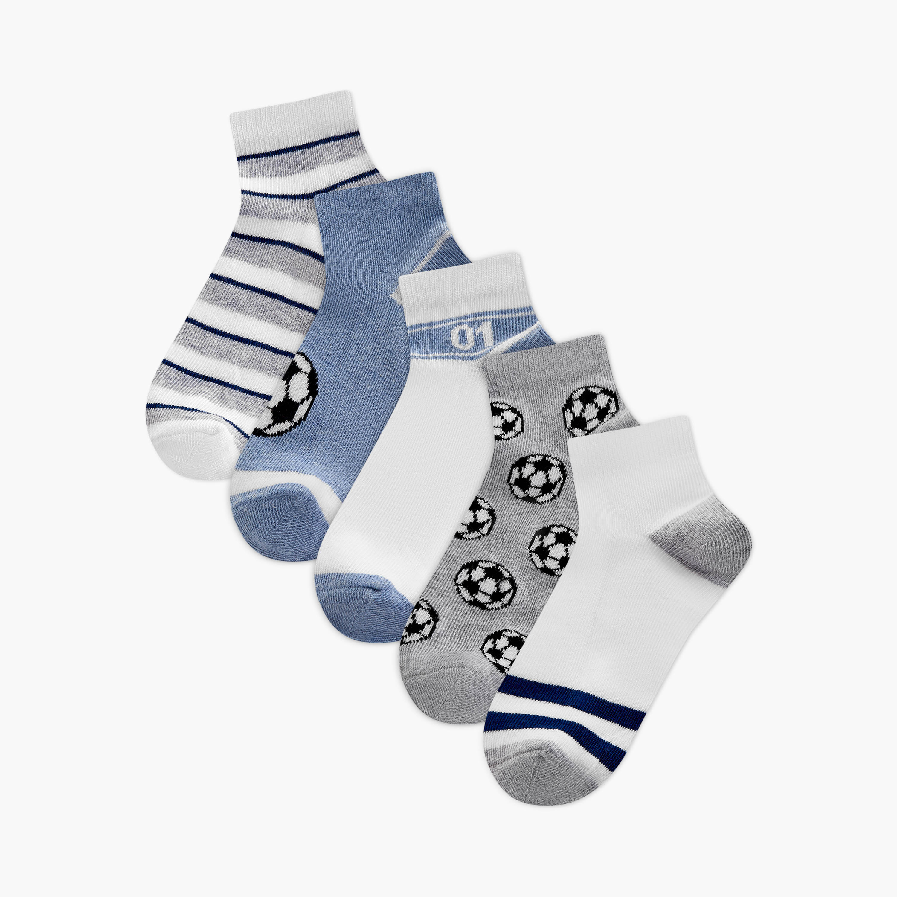 Gloo Assorted Ankle Length Socks - Set of 5-boys-accessories-socks-image-1