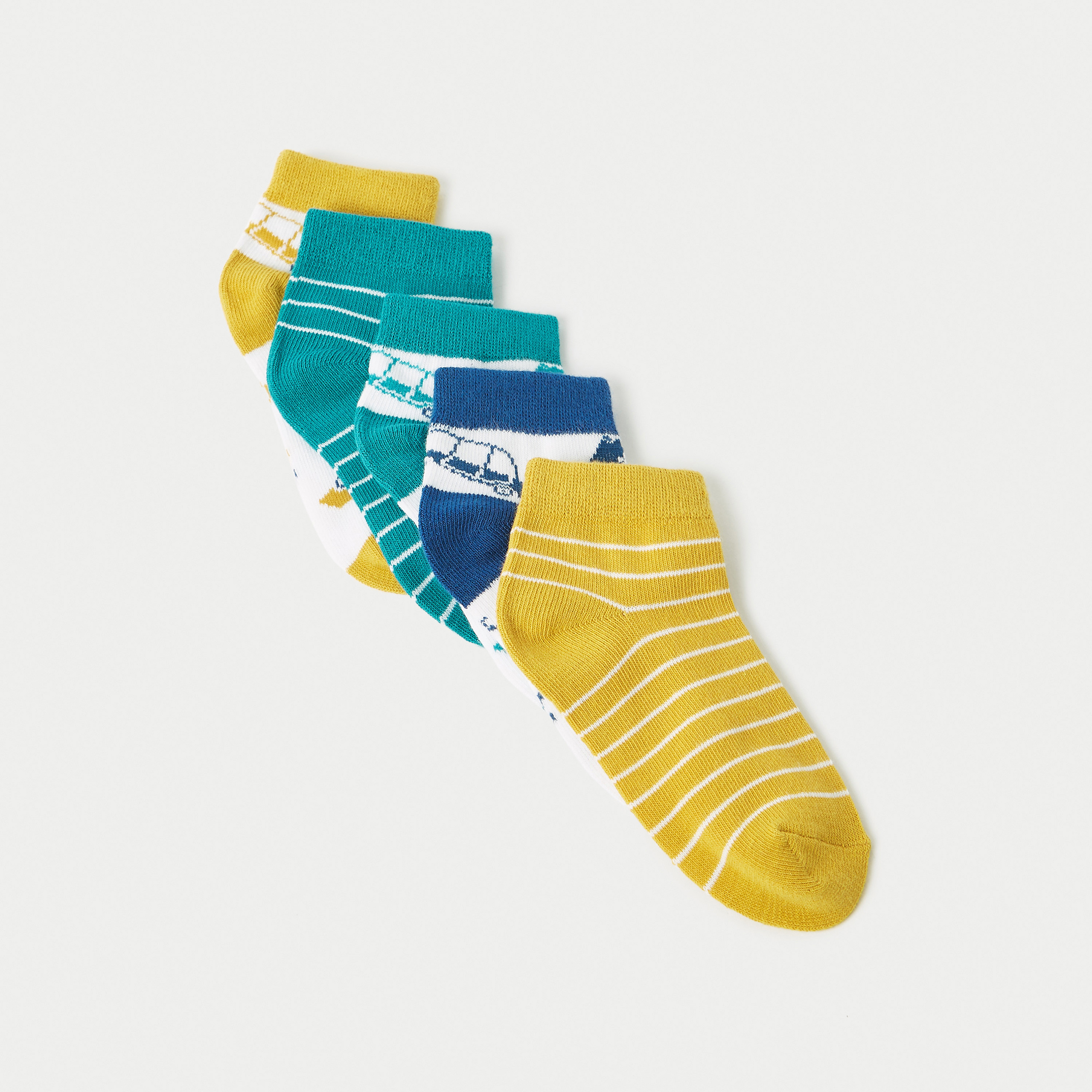 Gloo Textured Ankle Length Socks - Set of 5-boys-accessories-socks-image-2