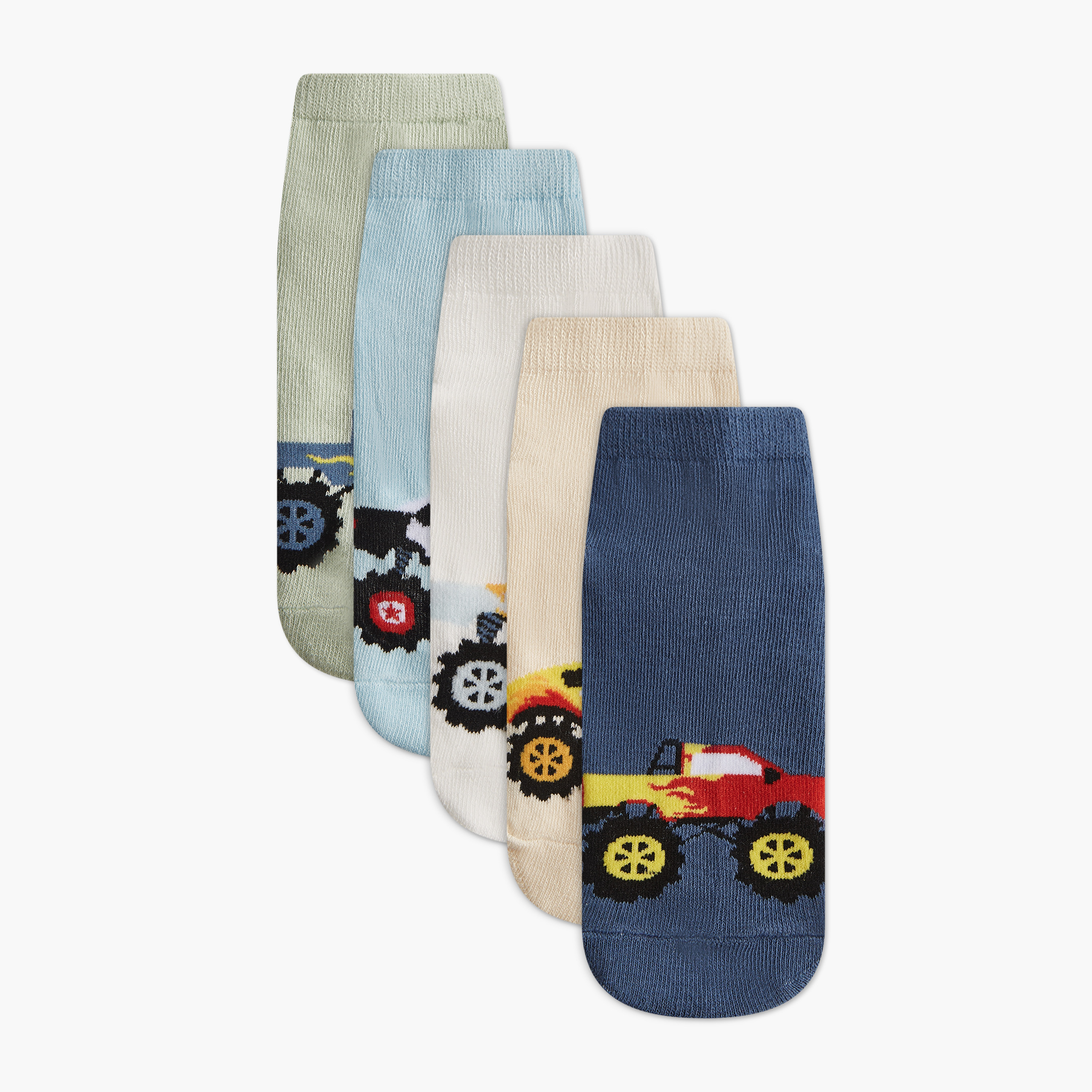 Gloo Vehicle Print Ankle Length Socks - Set of 5-boys-accessories-socks-image-1