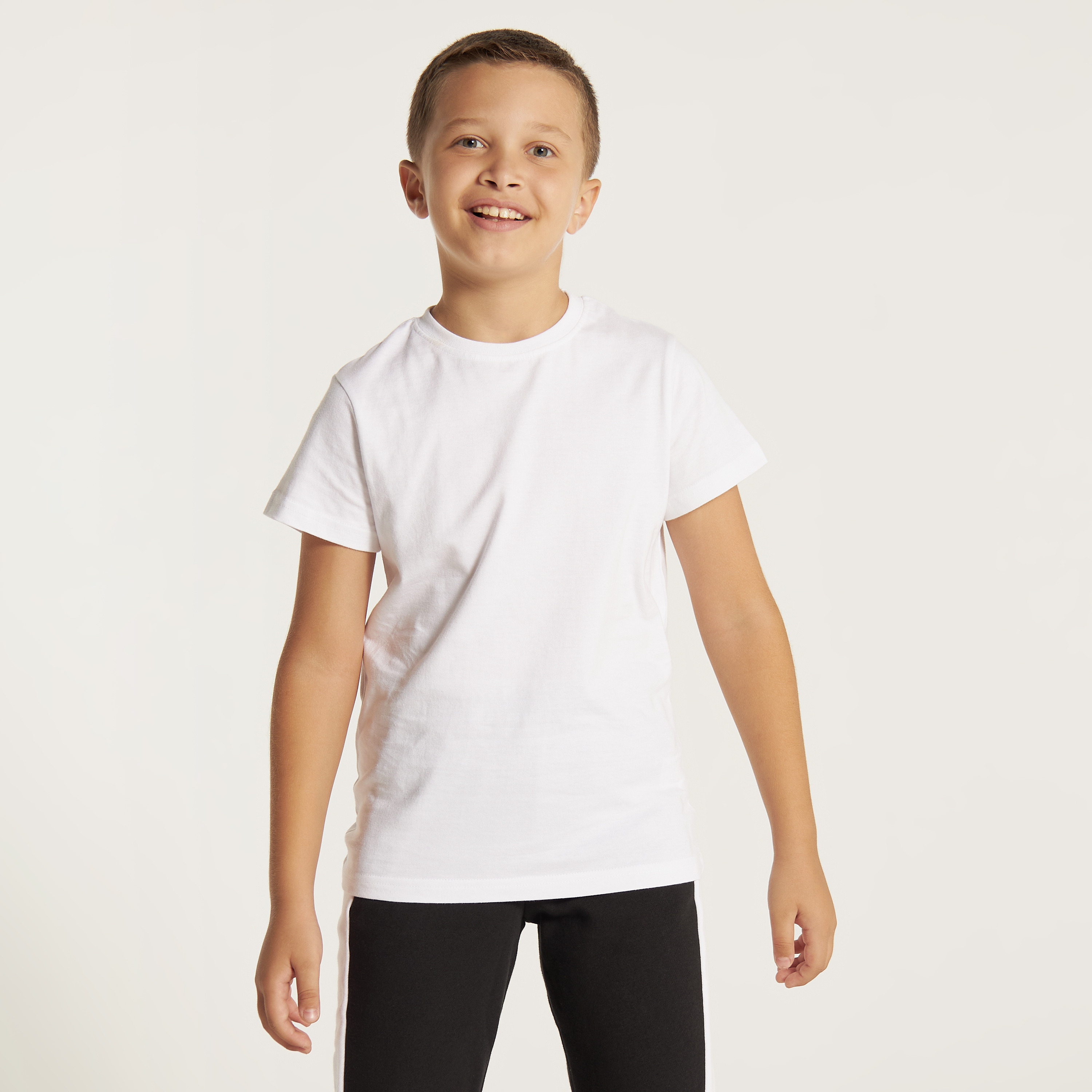 Juniors Solid Crew Neck T-shirt with Short Sleeves-boys-clothing-schoolwear-tshirtsandpolos-image-1