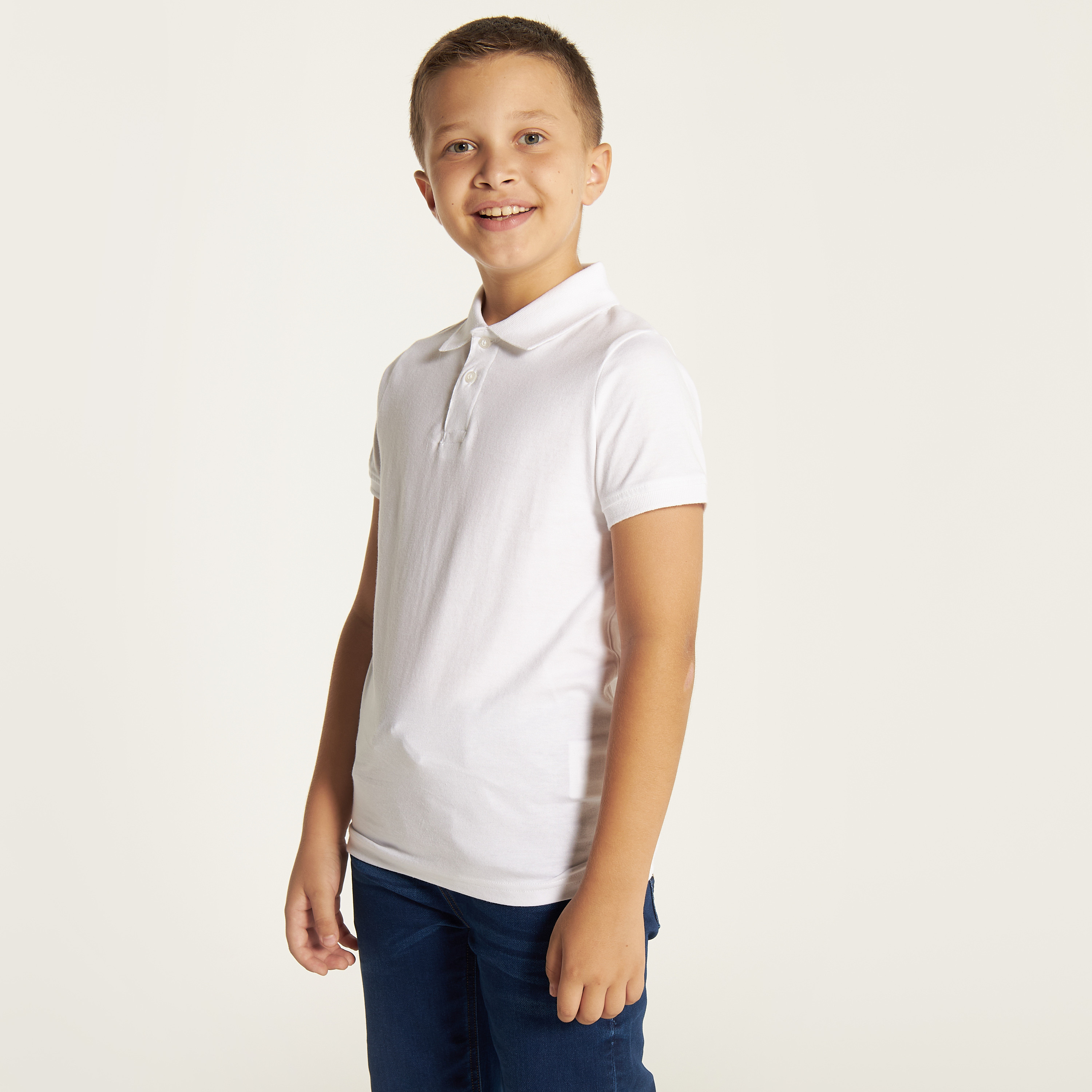 تيشيرت بولو سادة بأكمام قصيرة وأزرار إغلاق من جونيورز-boys-clothing-schoolwear-tshirtsandpolos-image-4