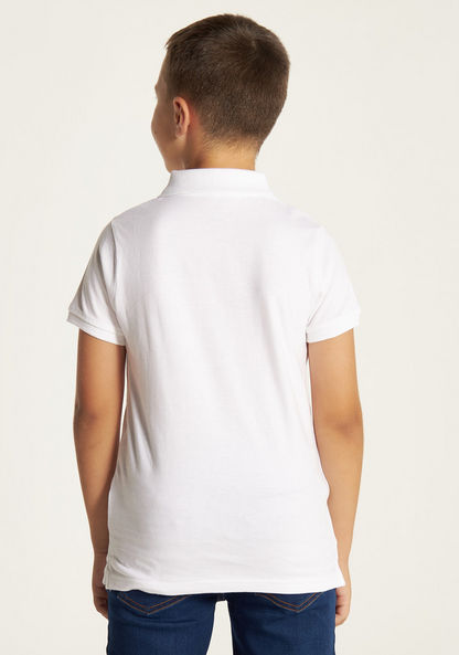 Juniors Solid Polo T-shirt with Short Sleeves and Button Closure-Tops-image-3
