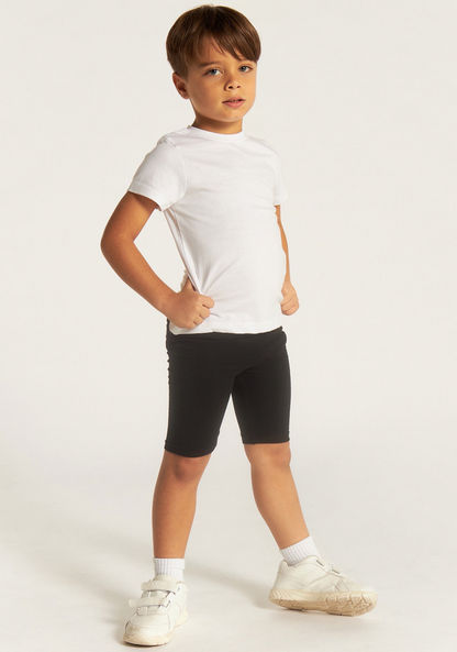 Juniors Solid T-shirt with Crew Neck and Short Sleeves-Tops-image-3