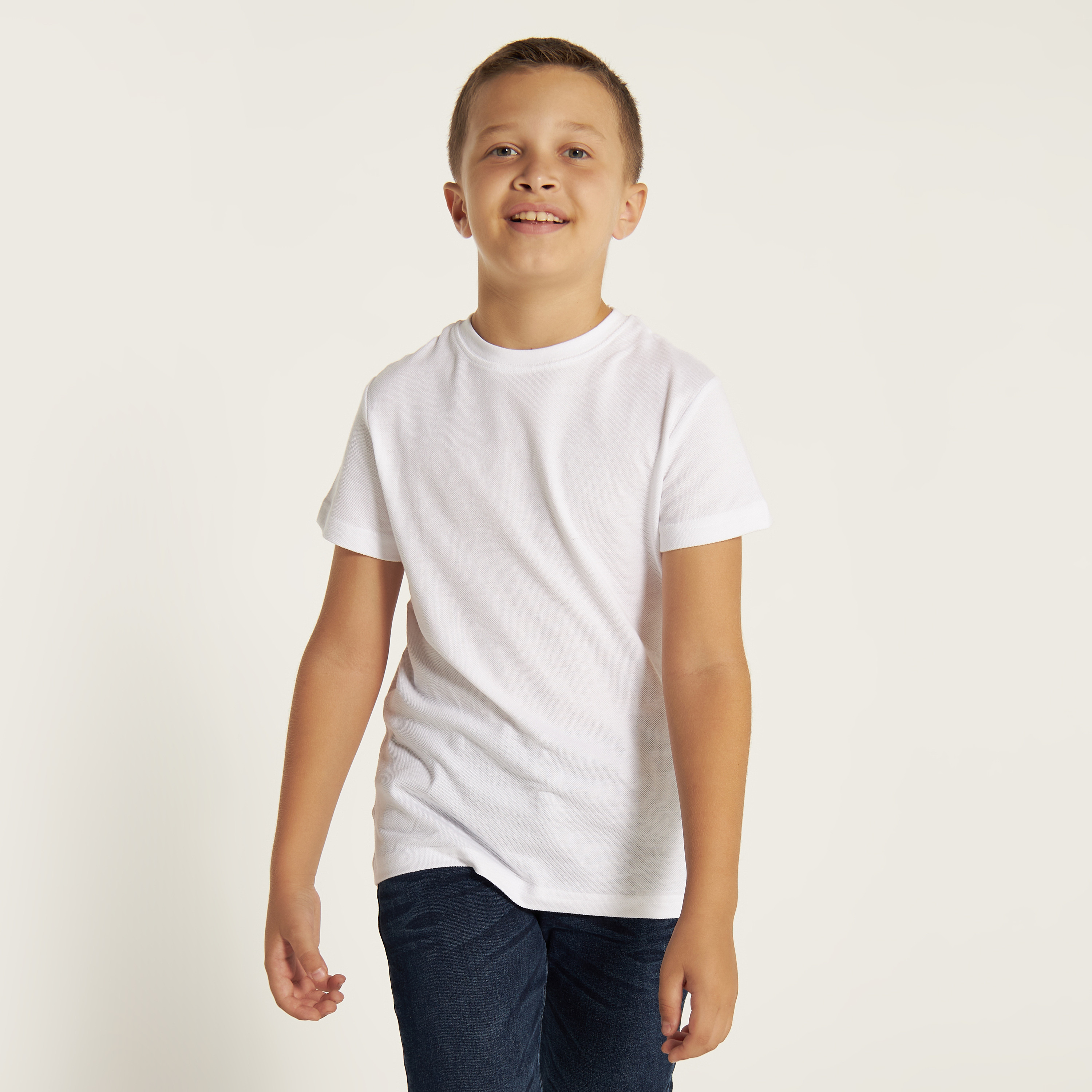 Juniors Solid T-shirt with Crew Neck and Short Sleeves-boys-clothing-schoolwear-tshirtsandpolos-image-1