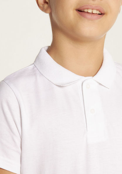 Juniors Solid Polo T-shirt with Short Sleeves and Buttoned Placket-Tops-image-2