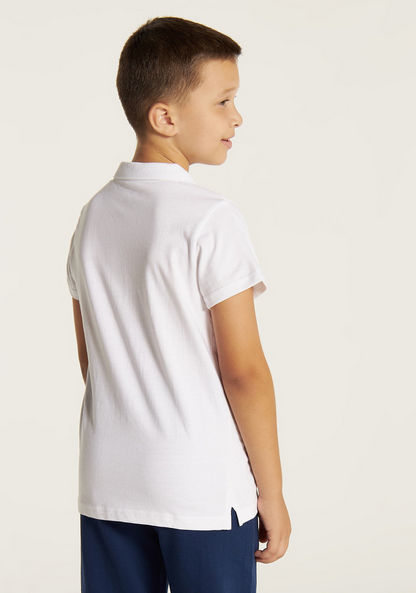 Juniors Solid Polo T-shirt with Short Sleeves and Buttoned Placket-Tops-image-3