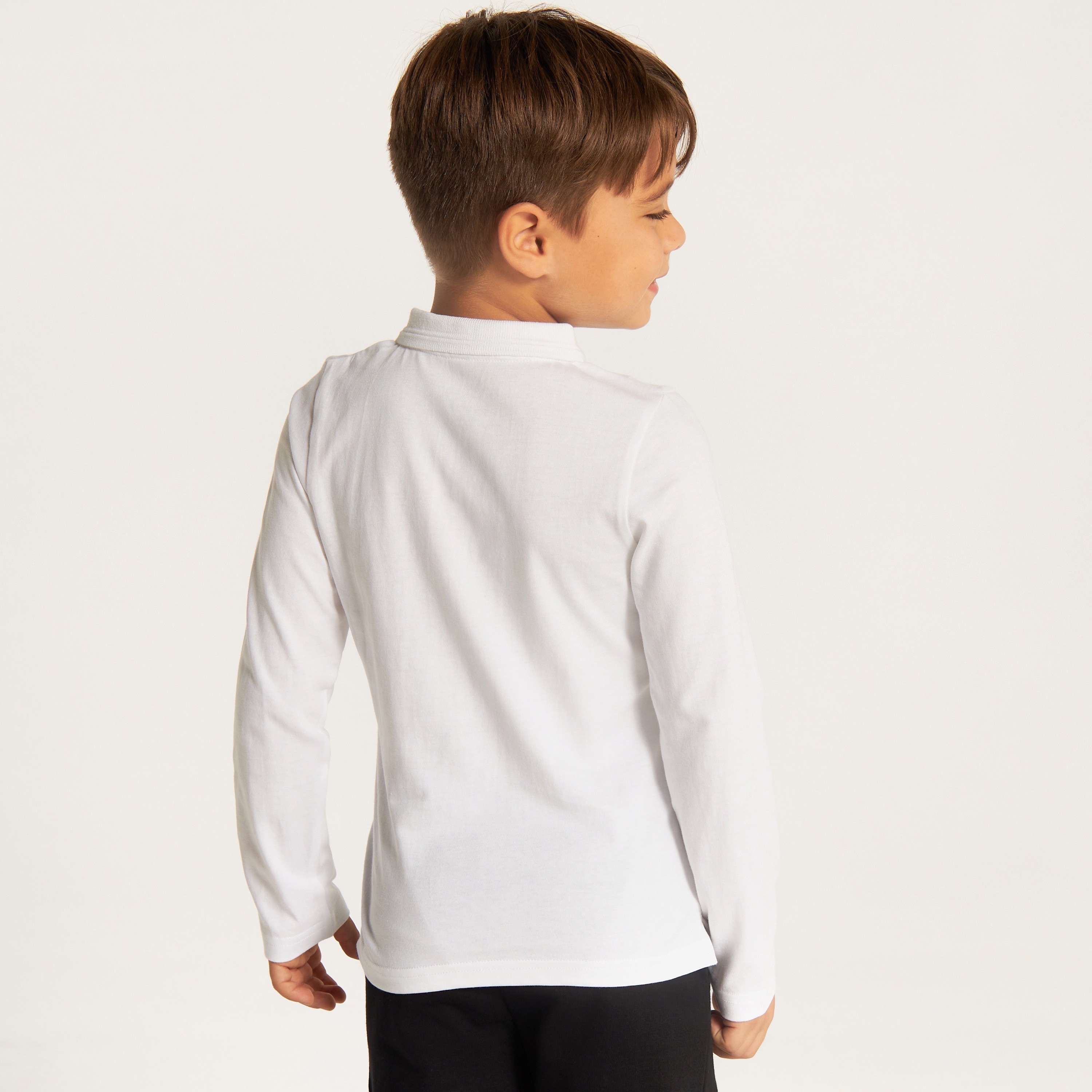Juniors Solid T-shirt with Collar and Long Sleeves-boys-clothing-schoolwear-tshirtsandpolos-image-2