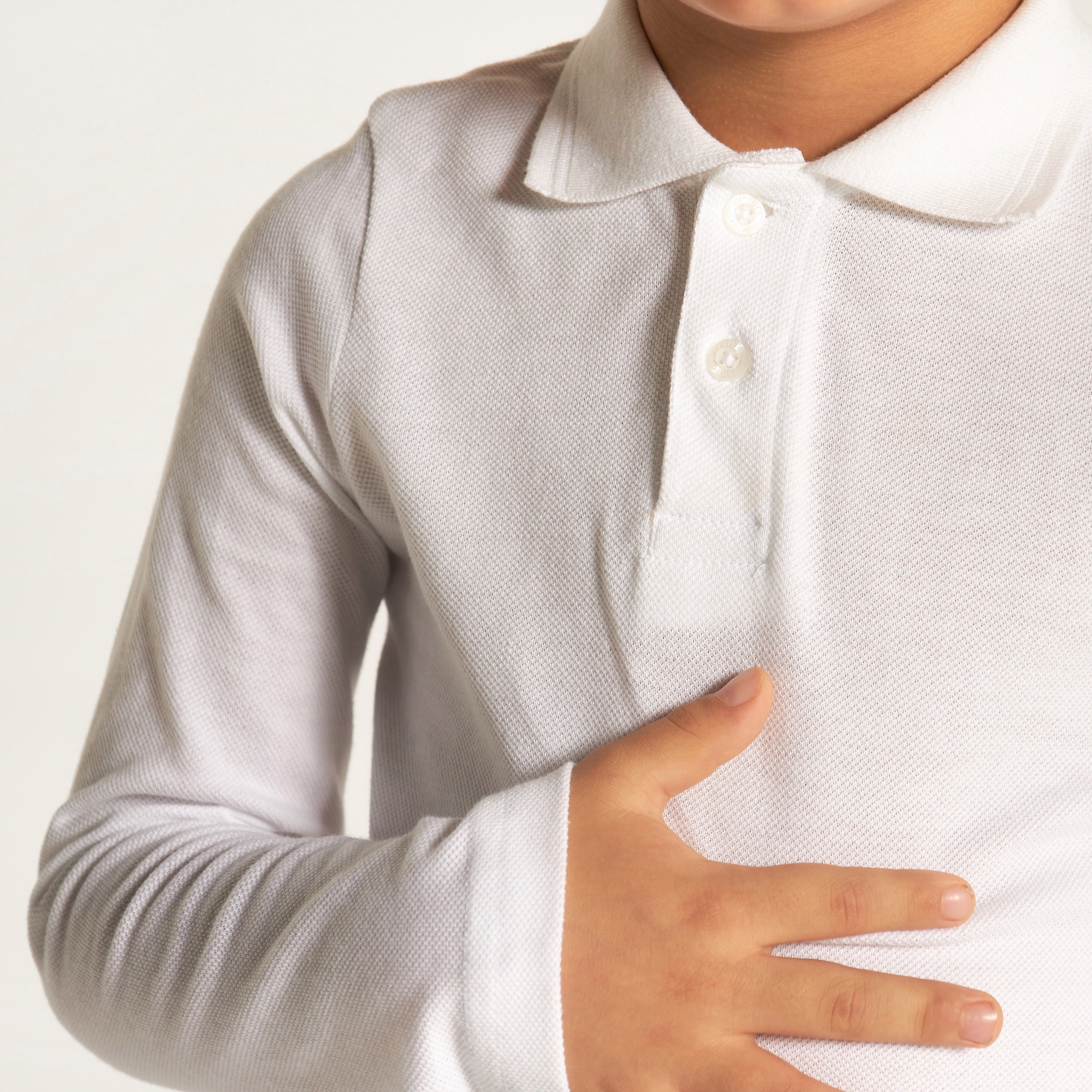 تيشيرت بولو سادة بأكمام طويلة وأزرار إغلاق من جونيورز-boys-clothing-schoolwear-tshirtsandpolos-image-2