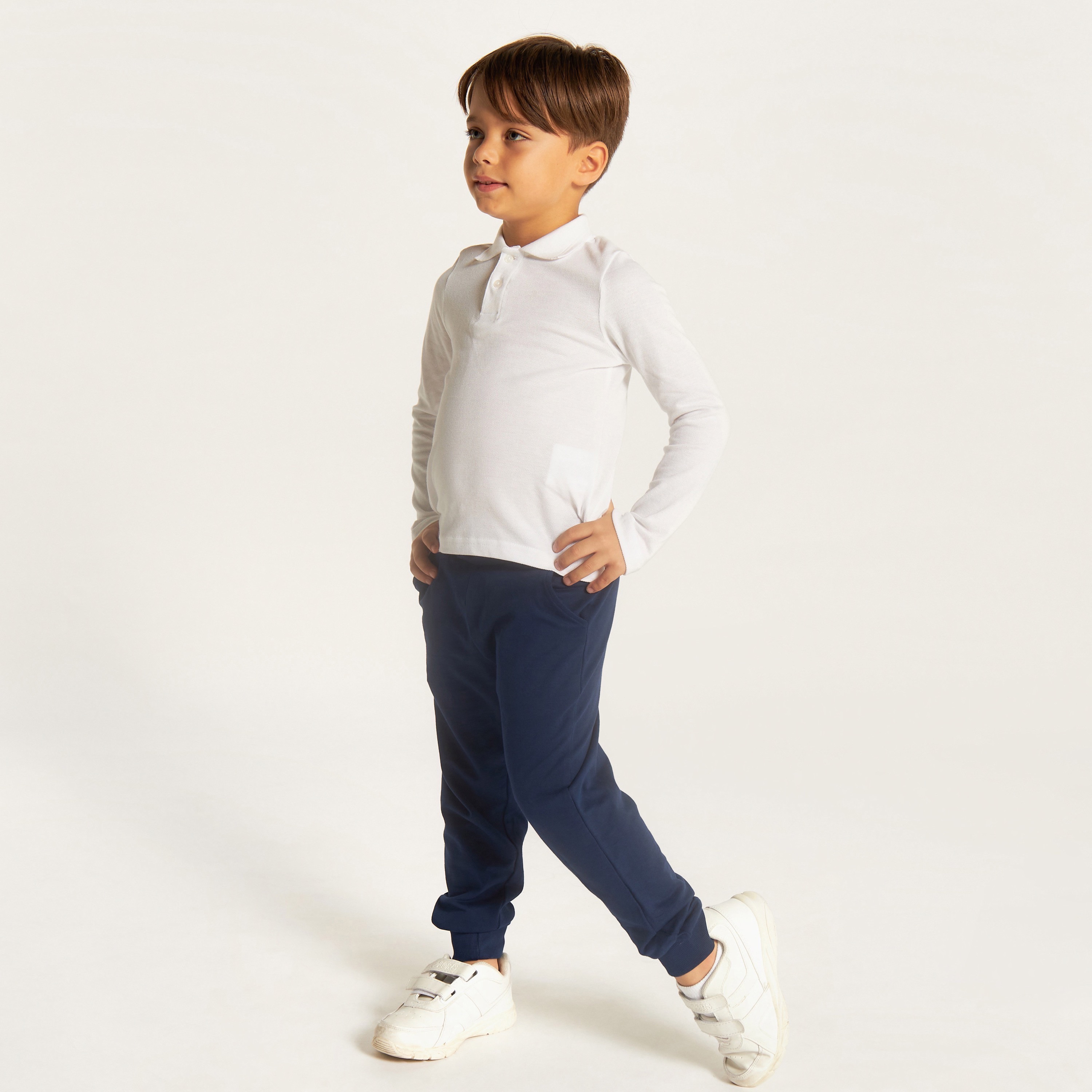تيشيرت بولو سادة بأكمام طويلة وأزرار إغلاق من جونيورز-boys-clothing-schoolwear-tshirtsandpolos-image-1