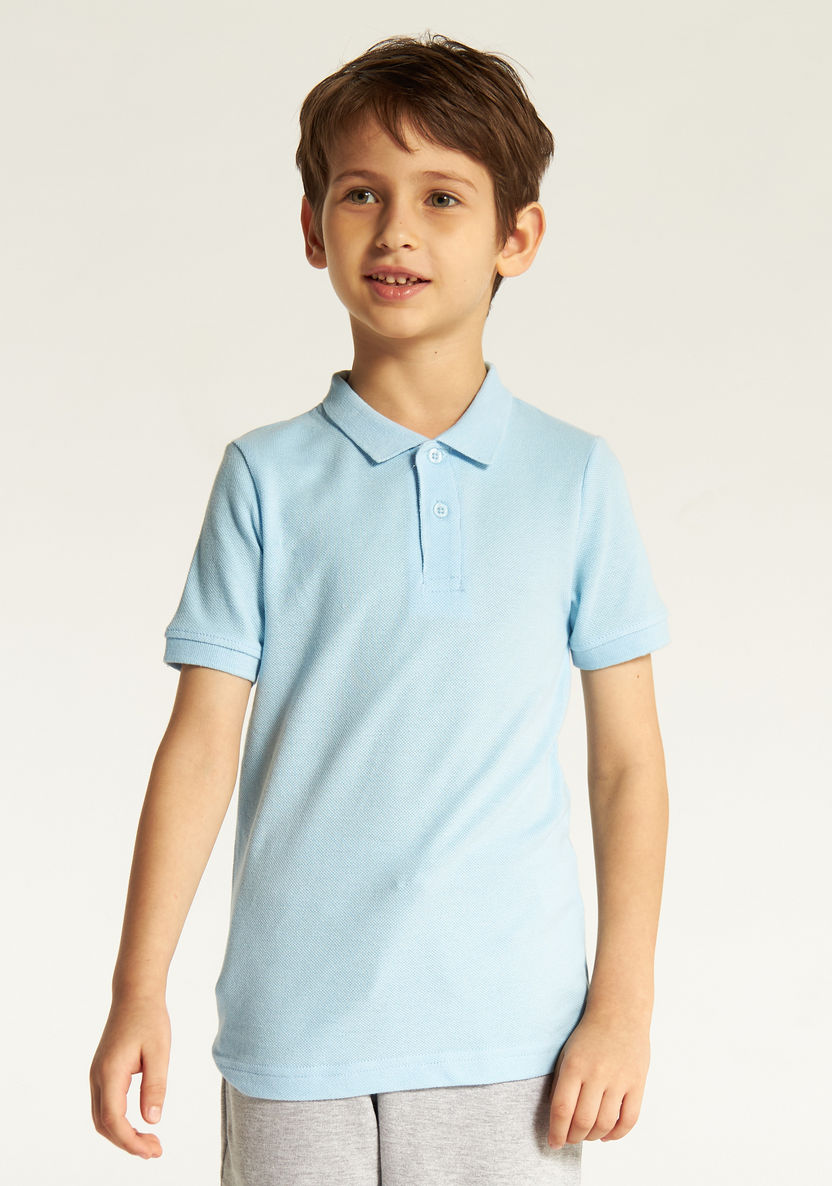 Juniors Solid Short Sleeves Polo T-shirt-Tops-image-1