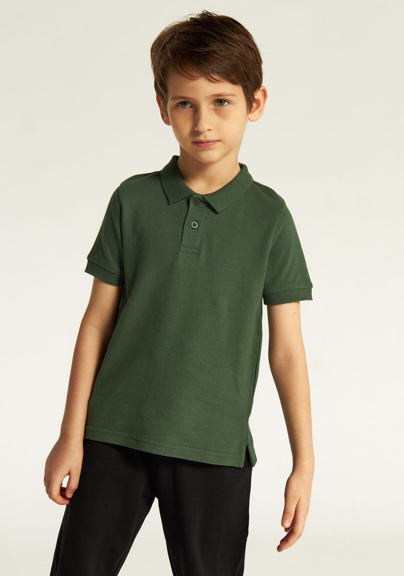 Juniors Solid Short Sleeves Polo T-shirt-Tops-image-1