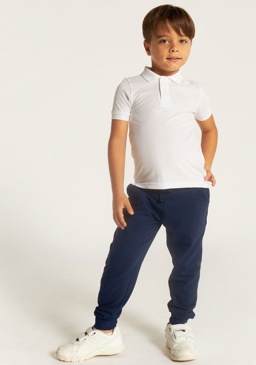 Juniors Solid Polo T-shirt with Short Sleeves and Button Closure-Tops-image-3