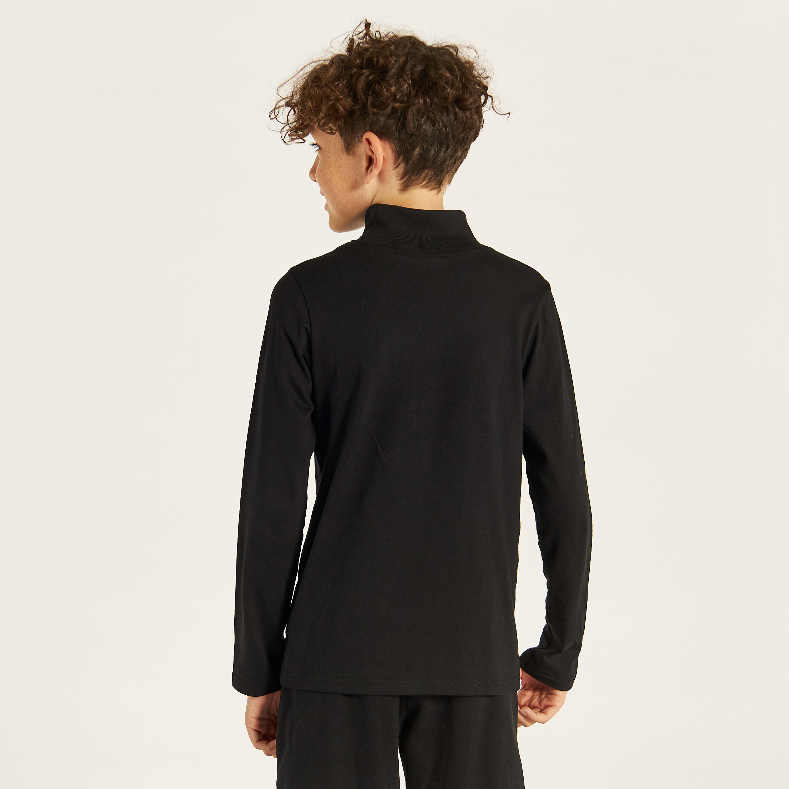 Juniors Solid T-shirt with Long Sleeves and High Neck-boys-clothing-schoolwear-tshirtsandpolos-image-4