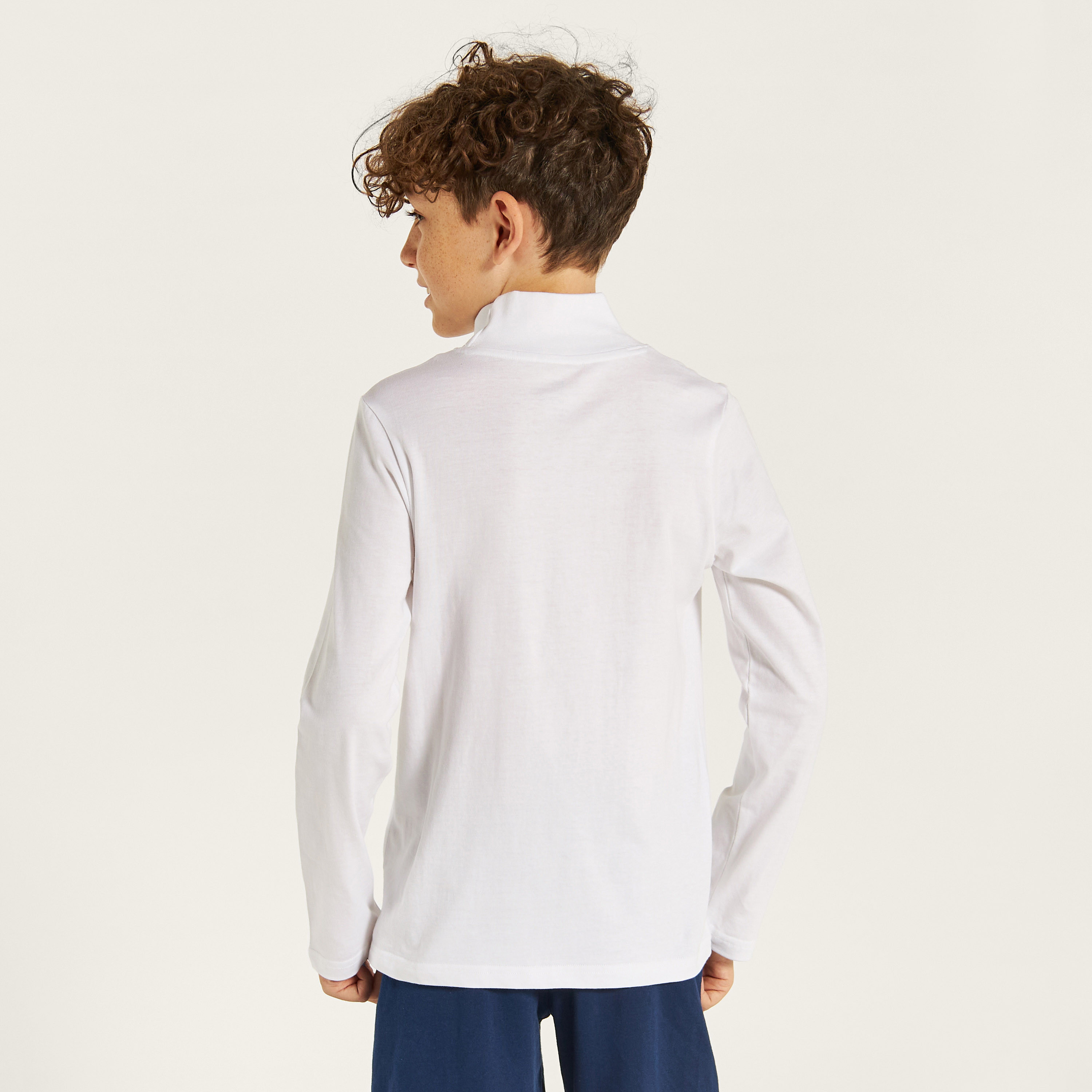 Juniors Solid T-shirt with Long Sleeves and High Neck-boys-clothing-schoolwear-tshirtsandpolos-image-4