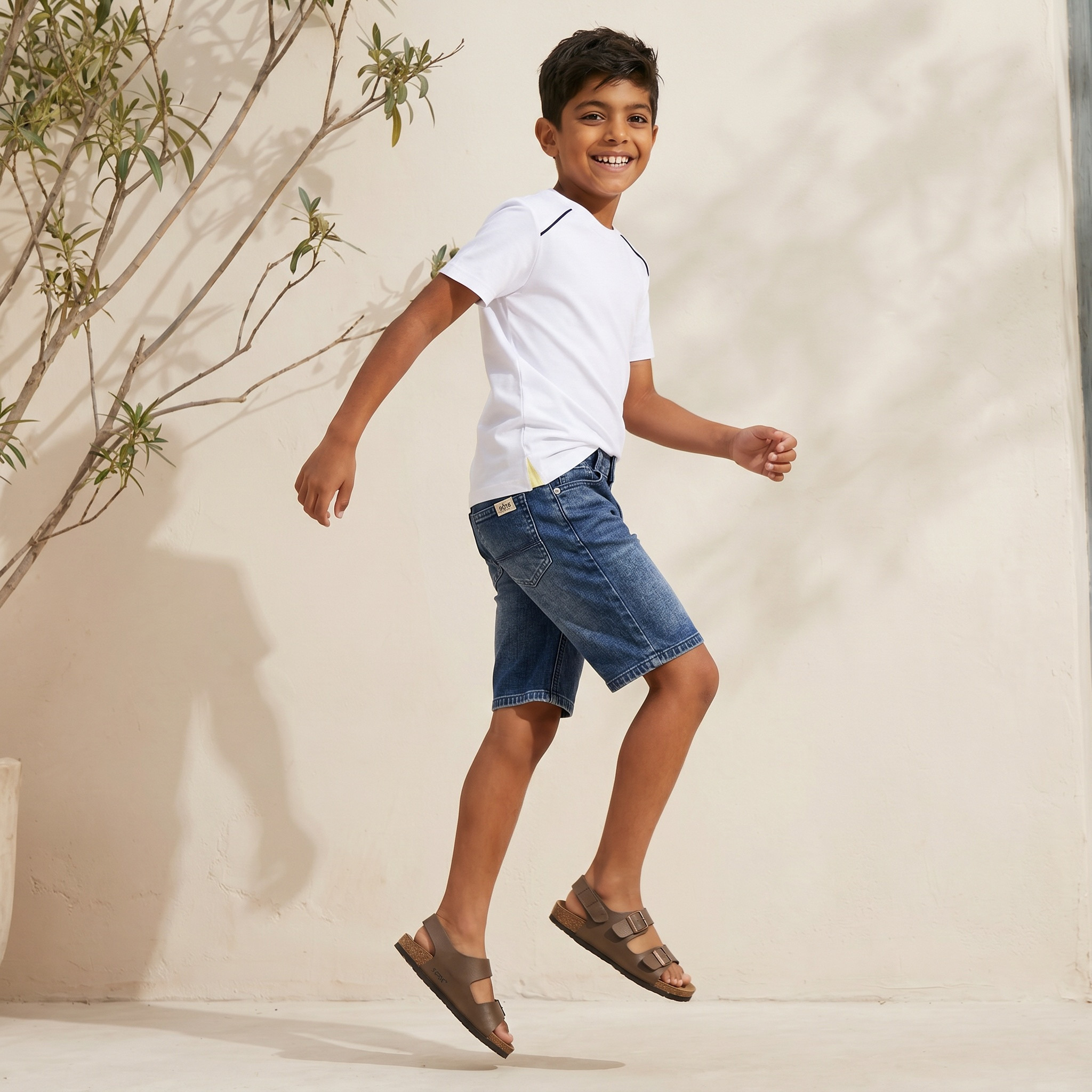تيشيرت بياقة ضيقة وأكمام قصيرة وتفاصيل متباينة من جونيورز-boys-clothing-tshirtsandpolos-image-4
