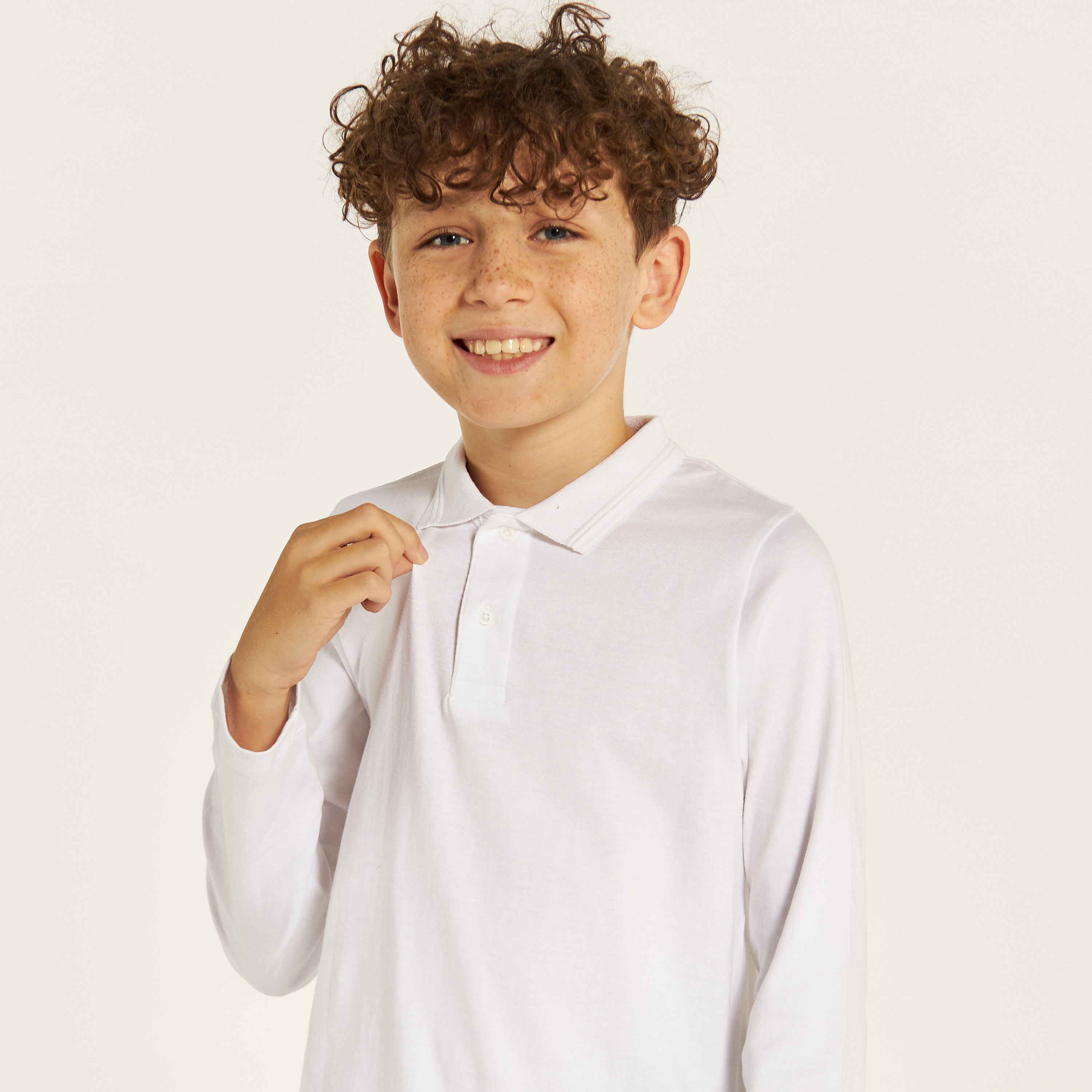 Juniors Solid Polo T-shirt with Long Sleeves-boys-clothing-tshirtsandpolos-image-3