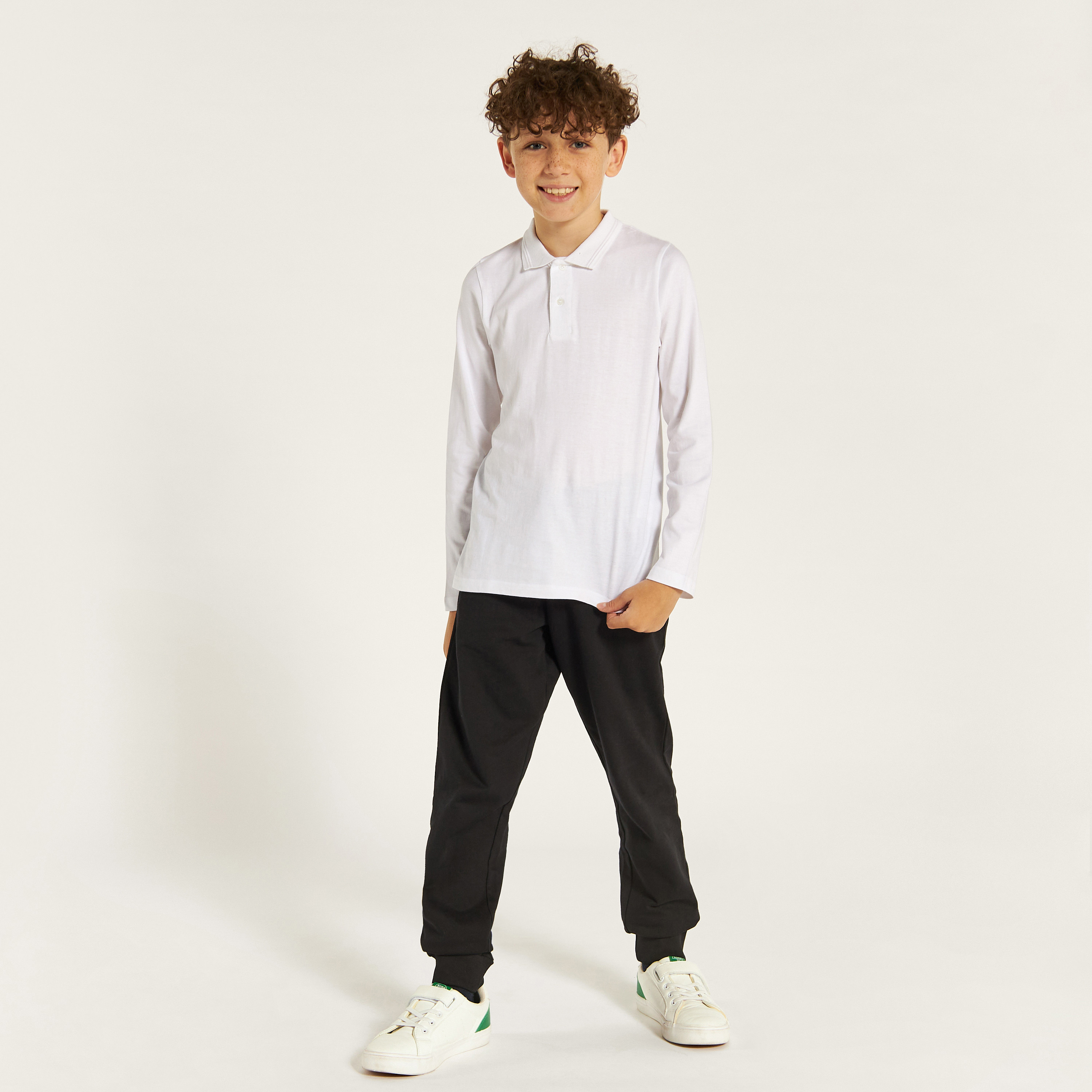 Juniors Solid Polo T-shirt with Long Sleeves-boys-clothing-tshirtsandpolos-image-5