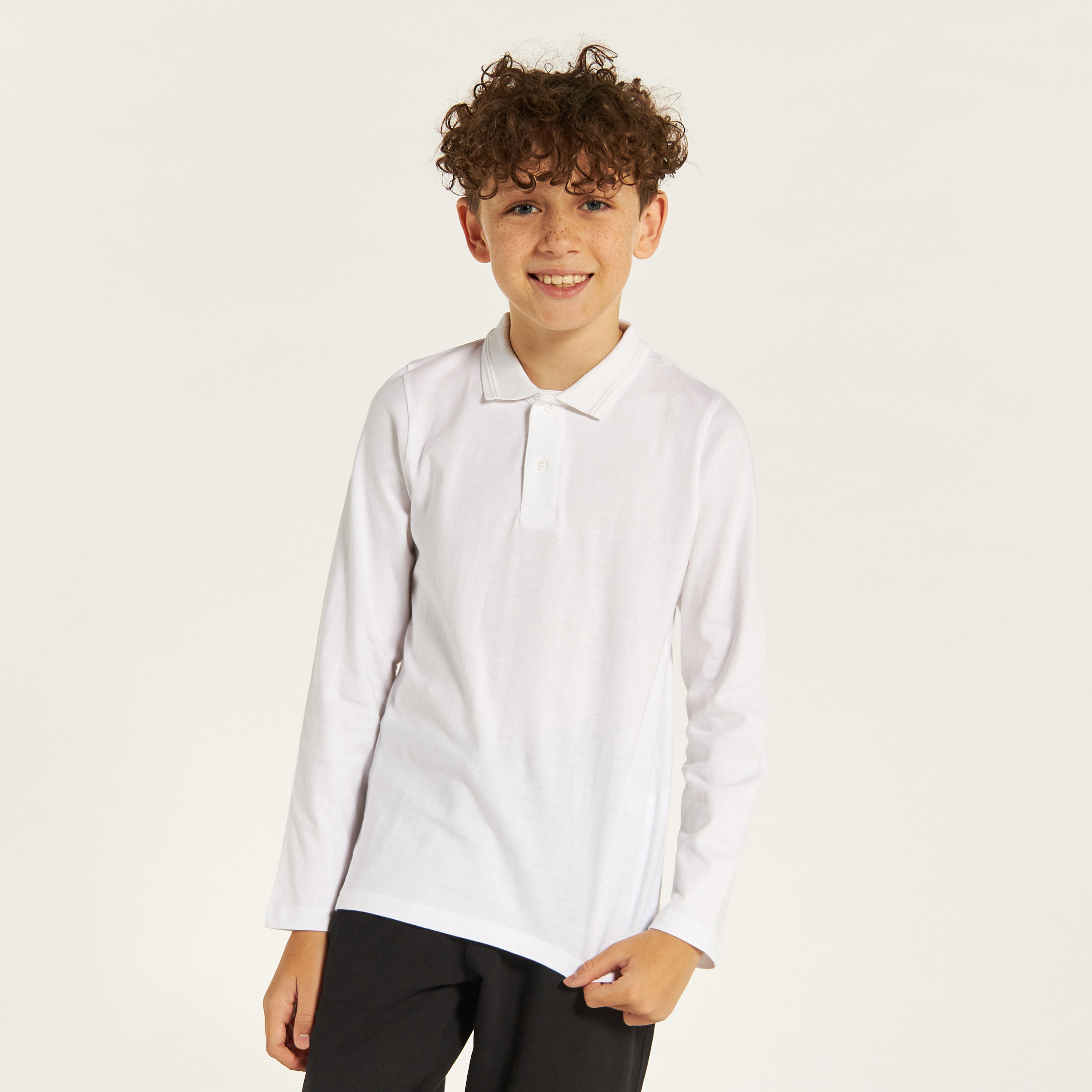 Juniors Solid Polo T-shirt with Long Sleeves-boys-clothing-tshirtsandpolos-image-6