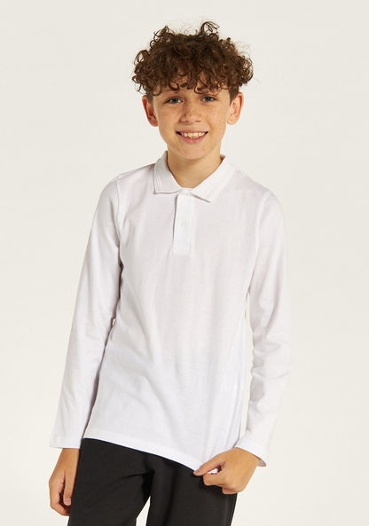 Juniors Solid Polo T-shirt with Long Sleeves-Tops-image-5