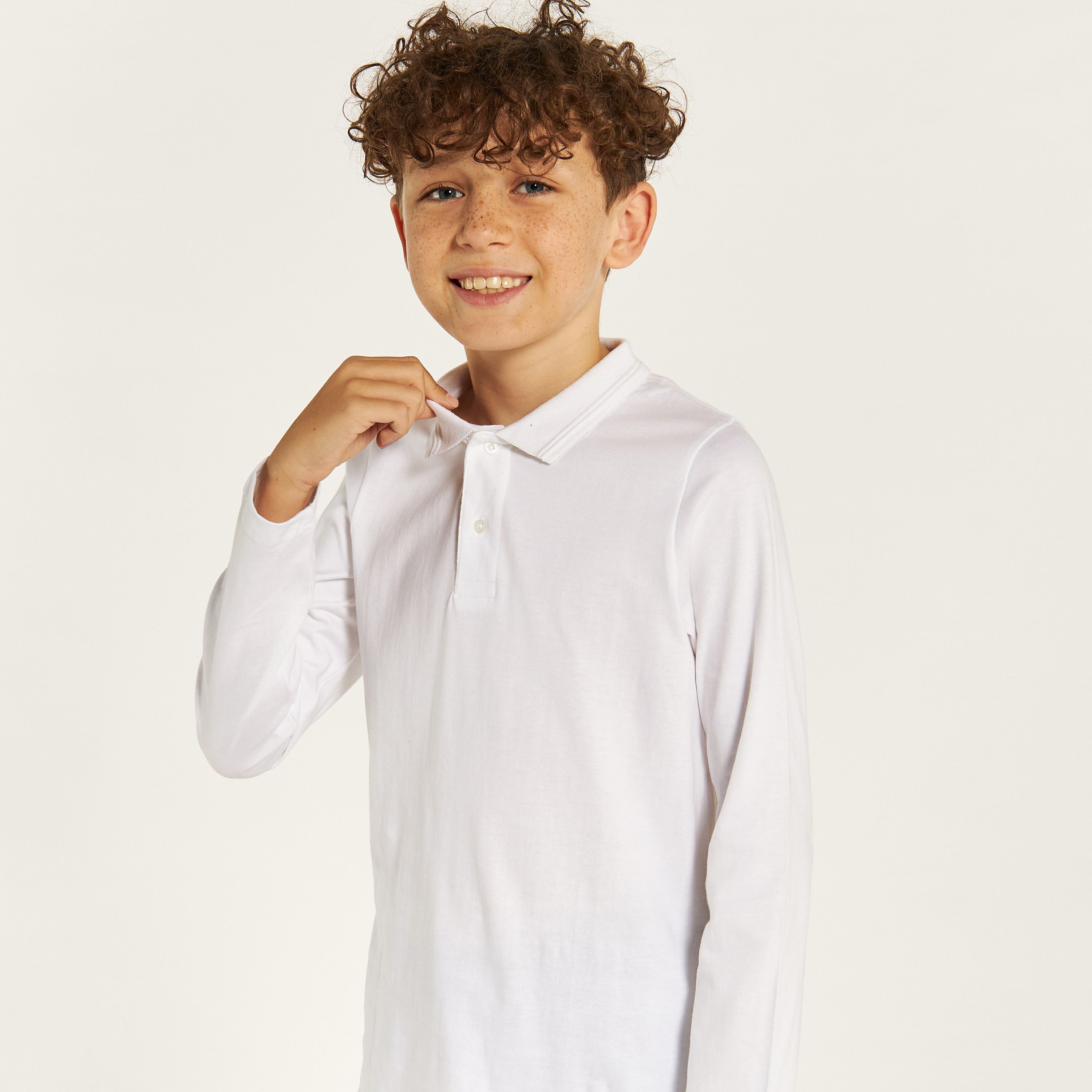 Juniors Solid Polo T-shirt with Long Sleeves-boys-clothing-tshirtsandpolos-image-7