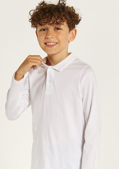 Juniors Solid Polo T-shirt with Long Sleeves-Tops-image-6