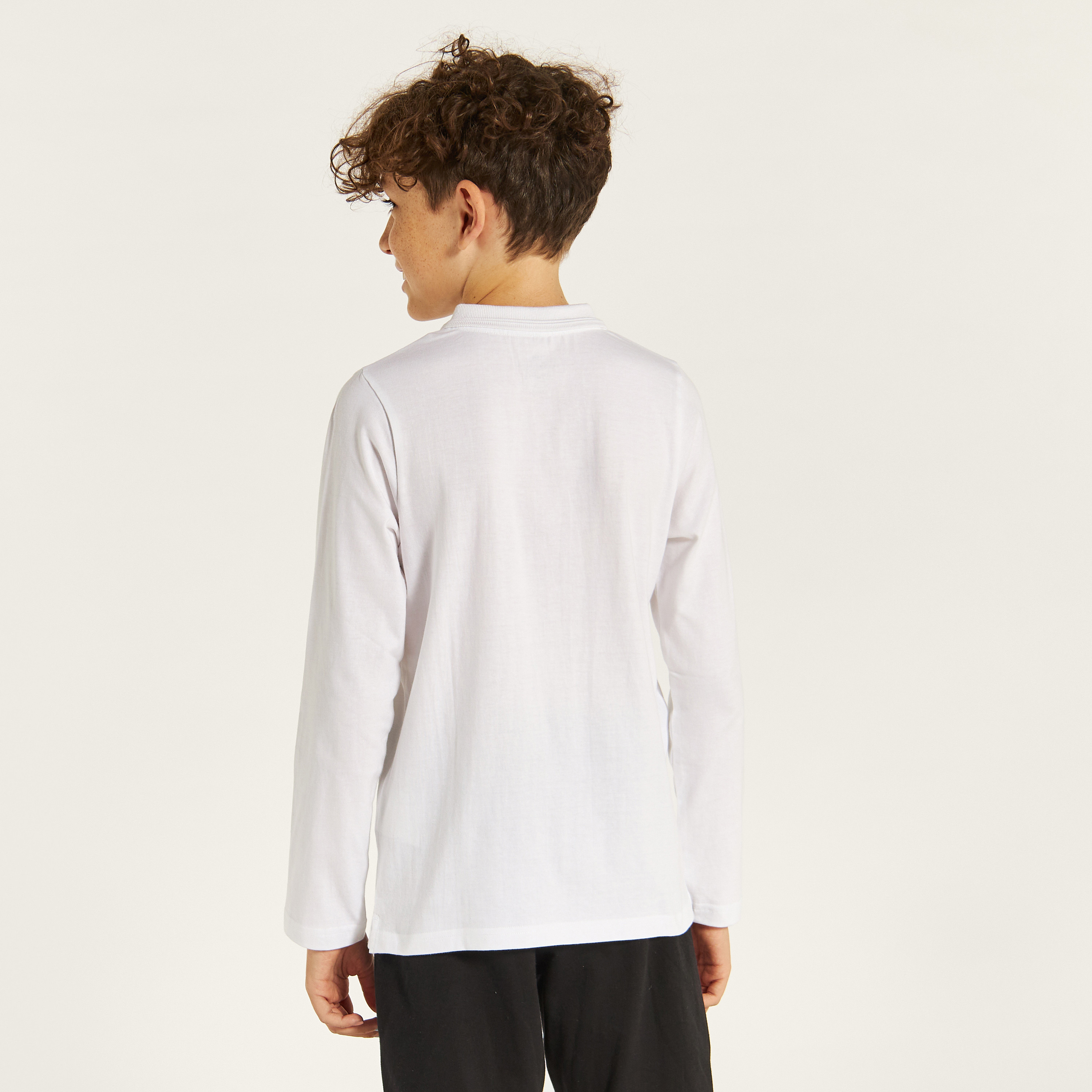 Juniors Solid Polo T-shirt with Long Sleeves-boys-clothing-tshirtsandpolos-image-8