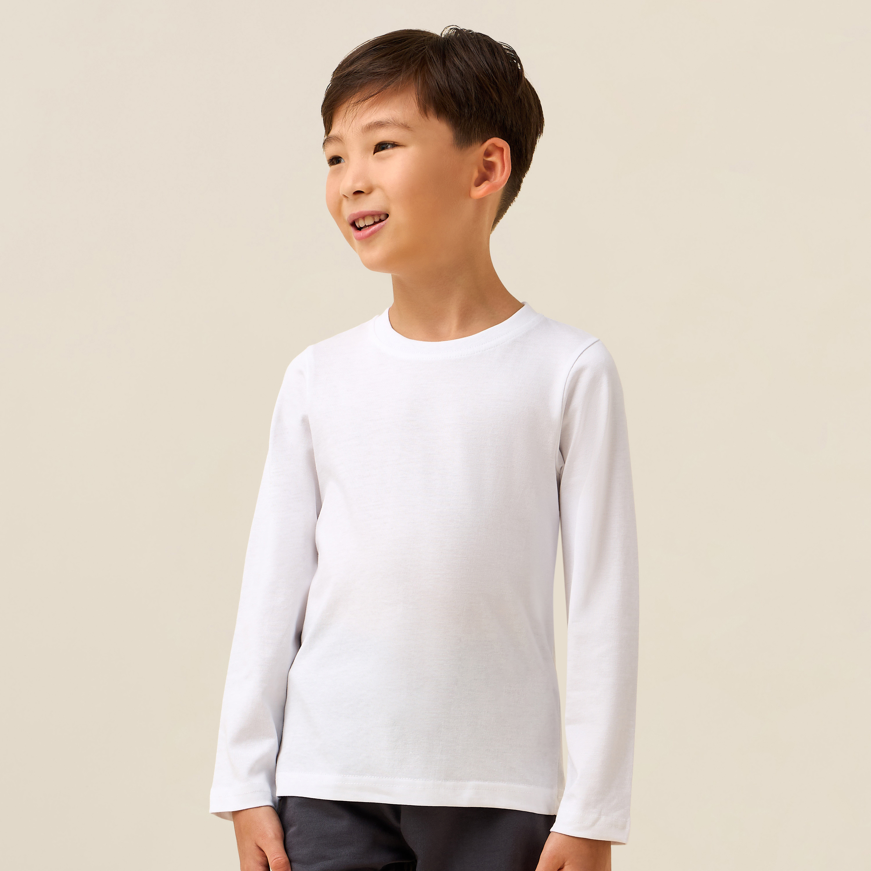 تيشيرت بأكمام طويلة وياقة مستديرة من جونيورز-boys-clothing-tshirtsandpolos-image-1