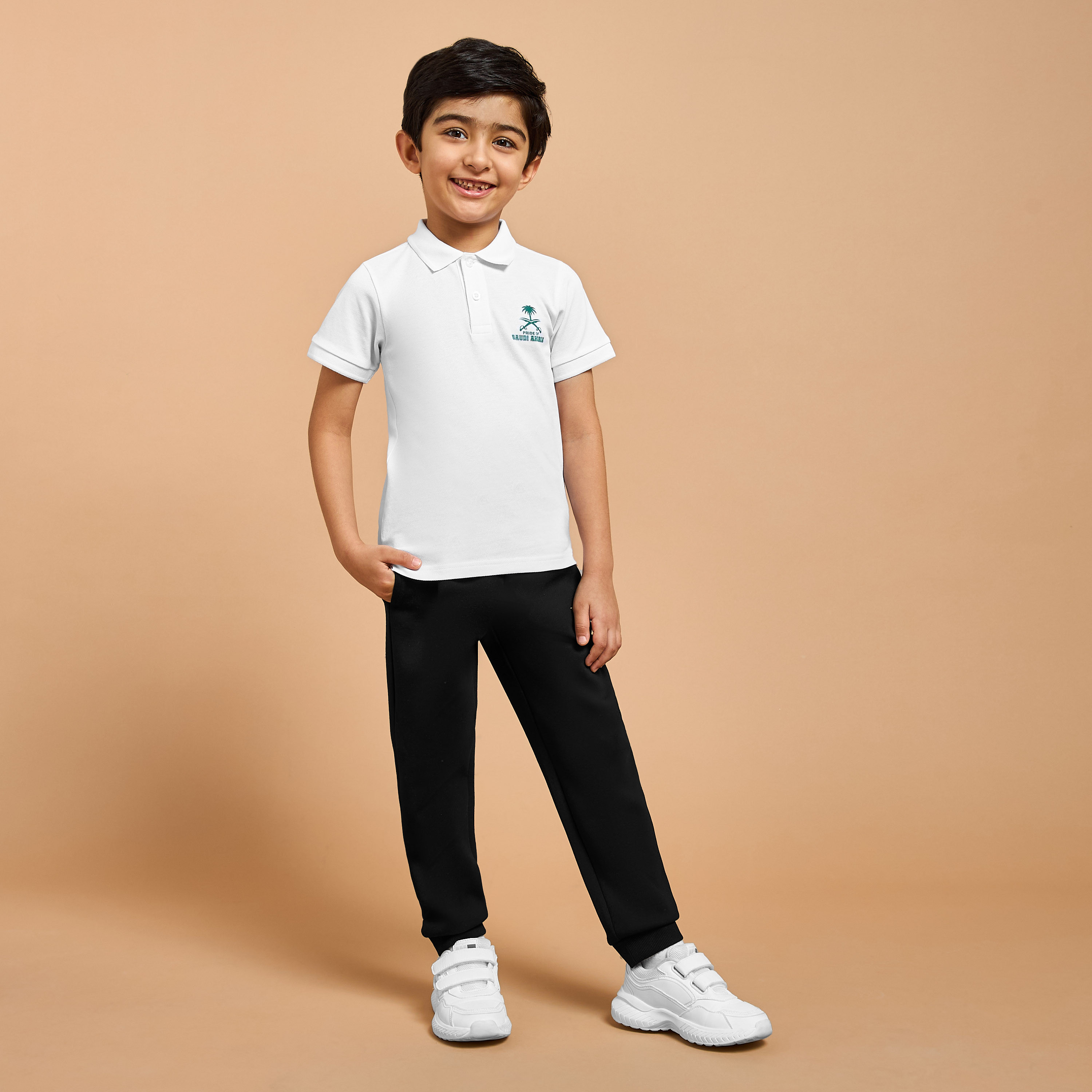 Juniors KSA National Day Print Polo T-shirt with Short Sleeves-boys-clothing-tshirtsandpolos-image-2