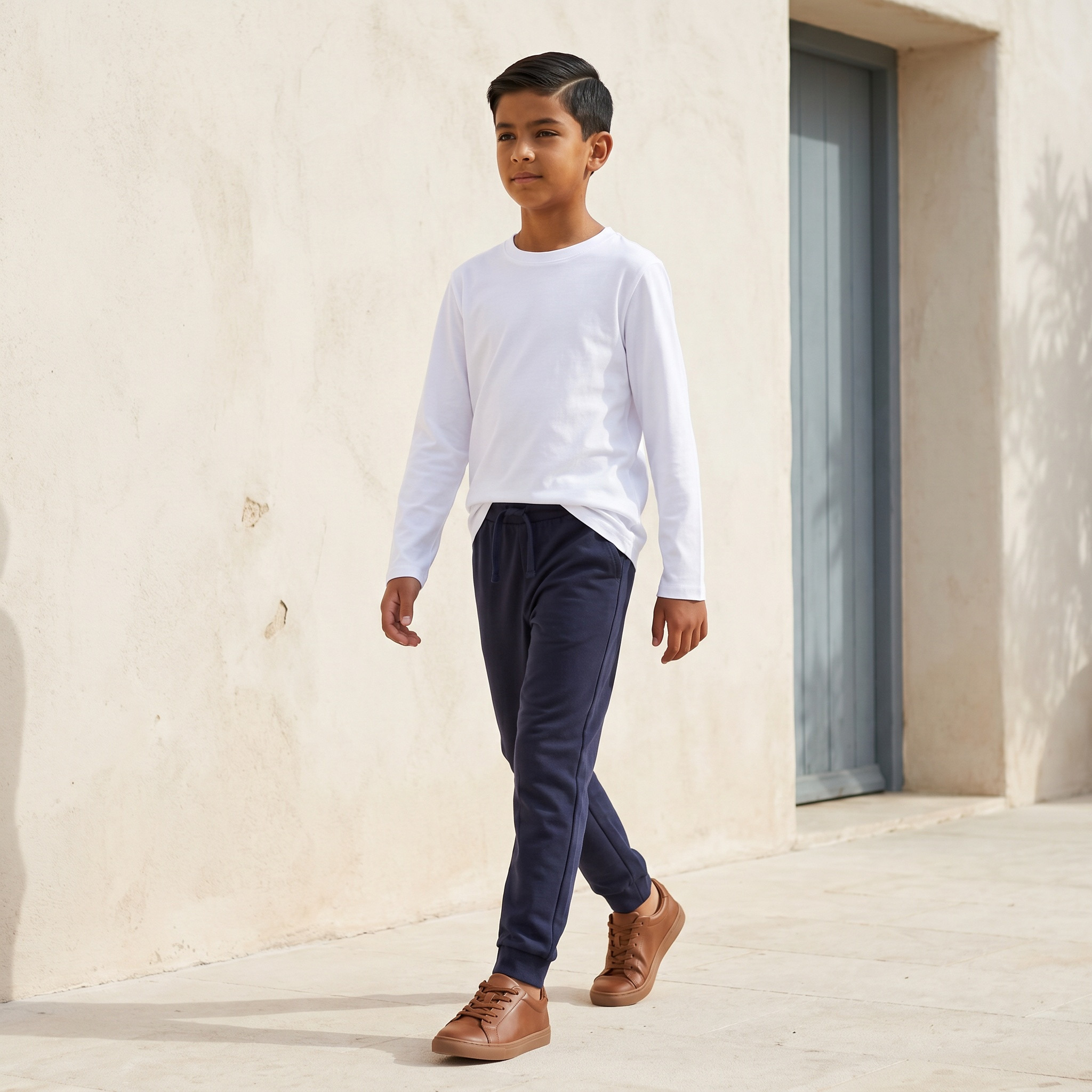 تيشيرت بأكمام طويلة وياقة ضيقة من جونيورز-boys-clothing-tshirtsandpolos-image-1