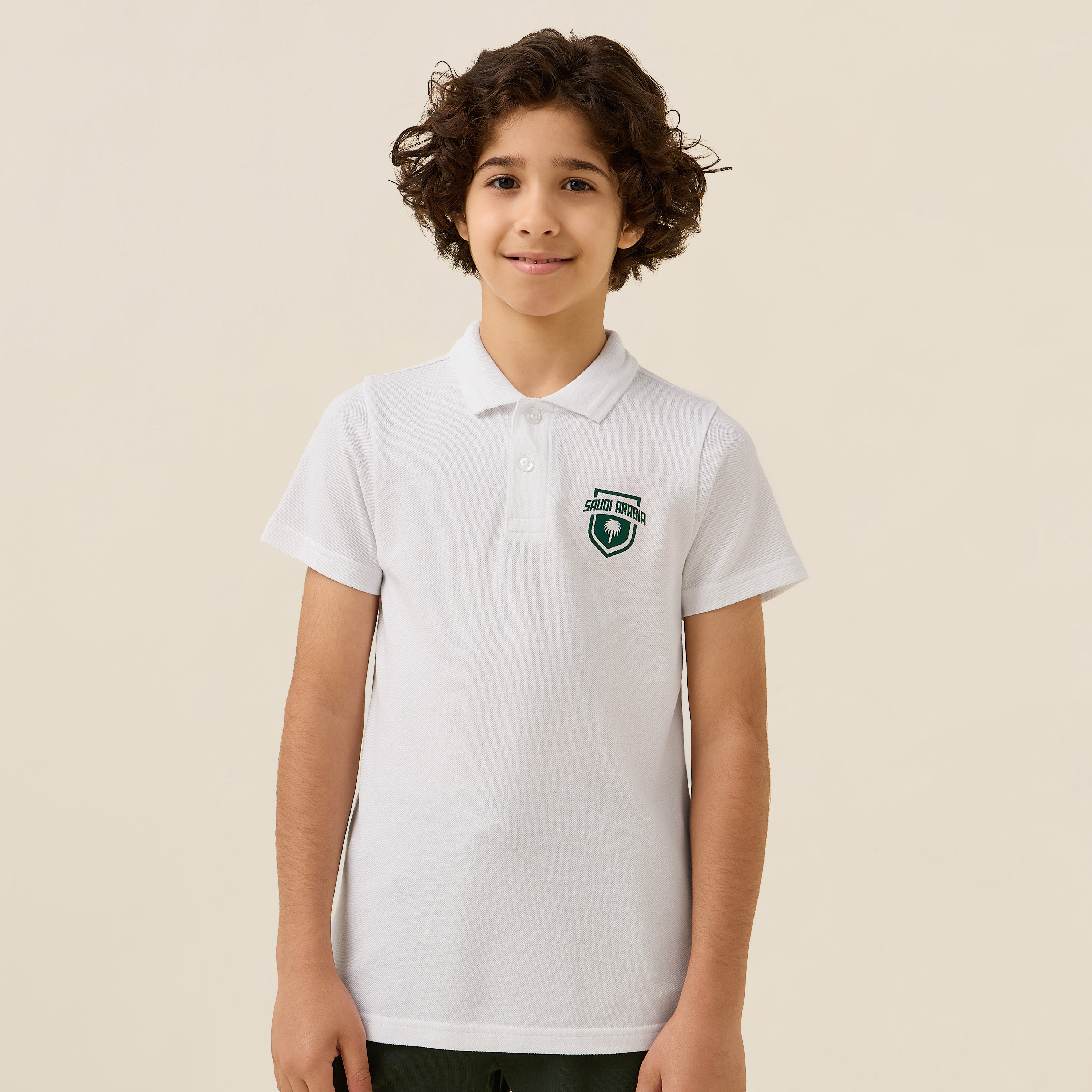 Juniors Collared Short Sleeves Polo T-shirt with KSA National Day Print-boys-clothing-tshirtsandpolos-image-1