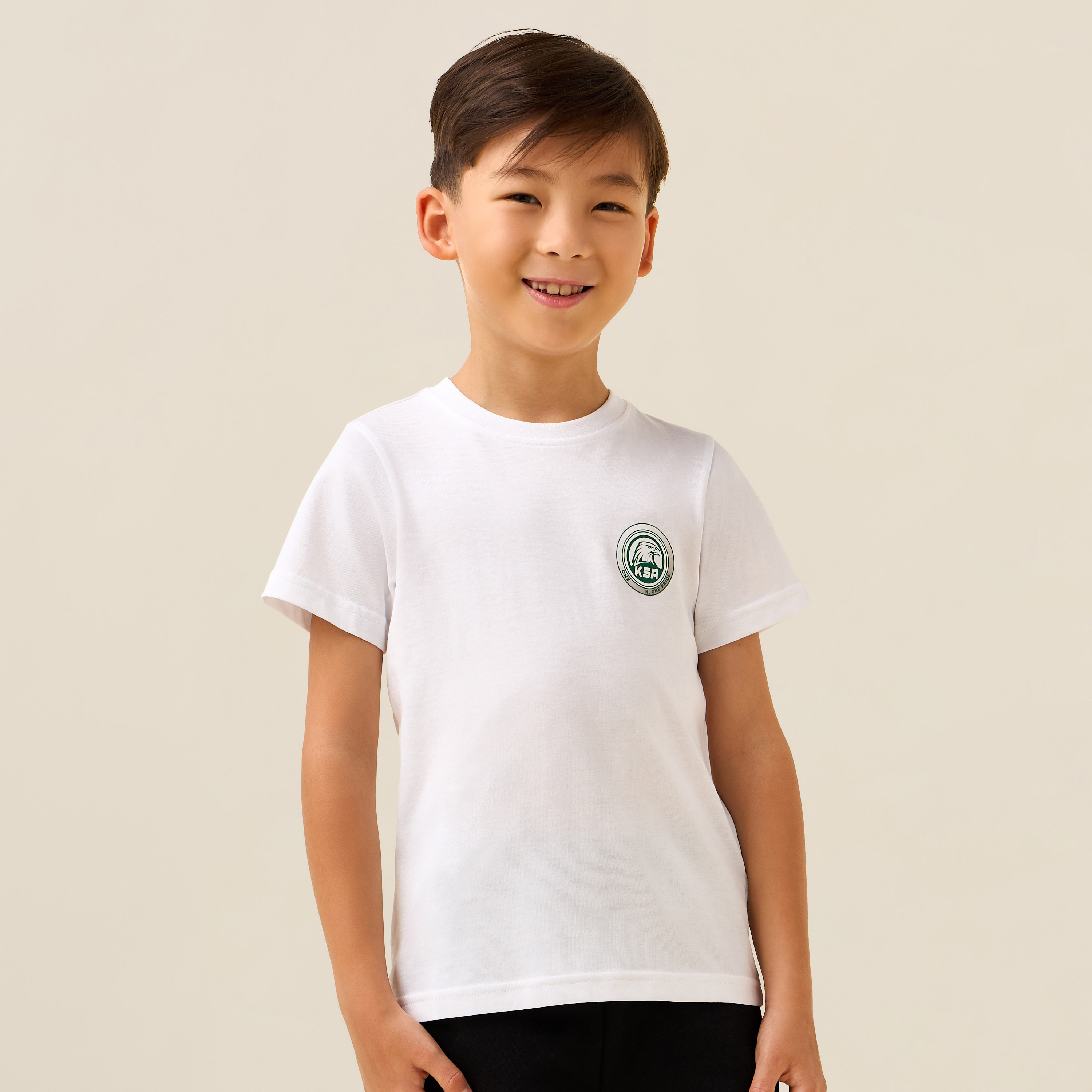 Juniors Crew Neck Short Sleeves T-shirt with KSA National Day Print-boys-clothing-tshirtsandpolos-image-1