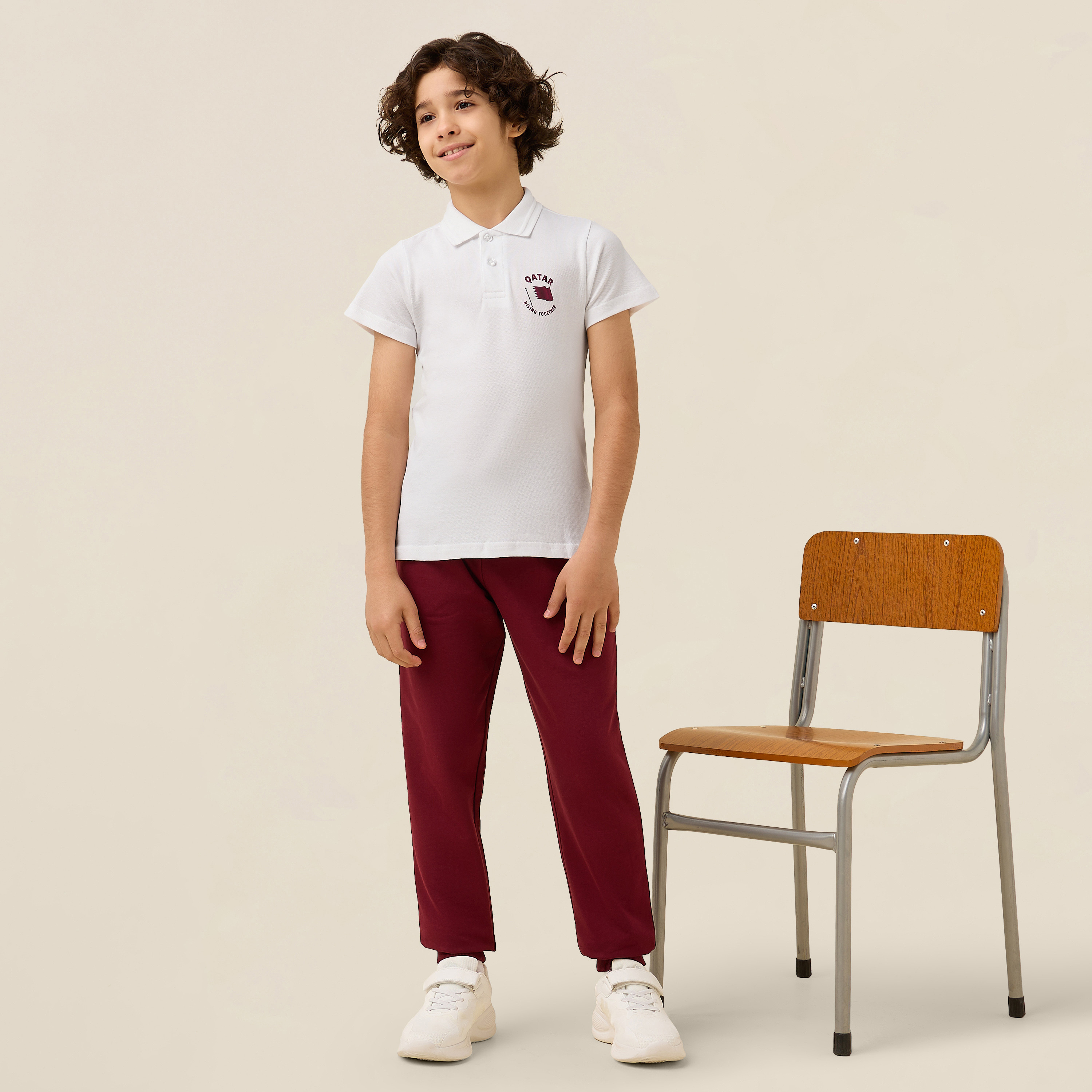 Juniors Collared Short Sleeves T-shirt with Qatar Print-boys-clothing-tshirtsandpolos-image-2