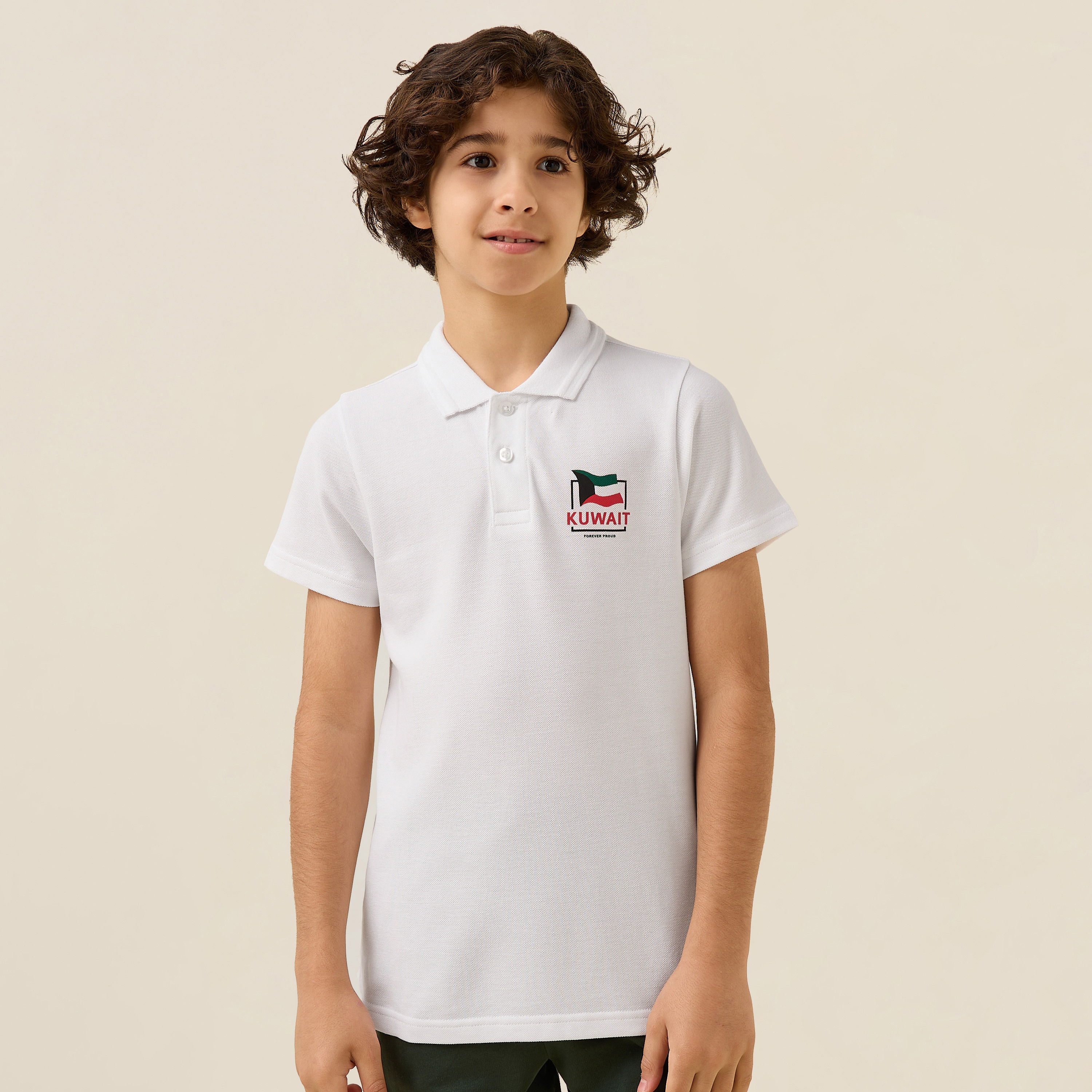 Juniors Collared Short Sleeves Polo T-shirt with Kuwait National Day Print-boys-clothing-tshirtsandpolos-image-1