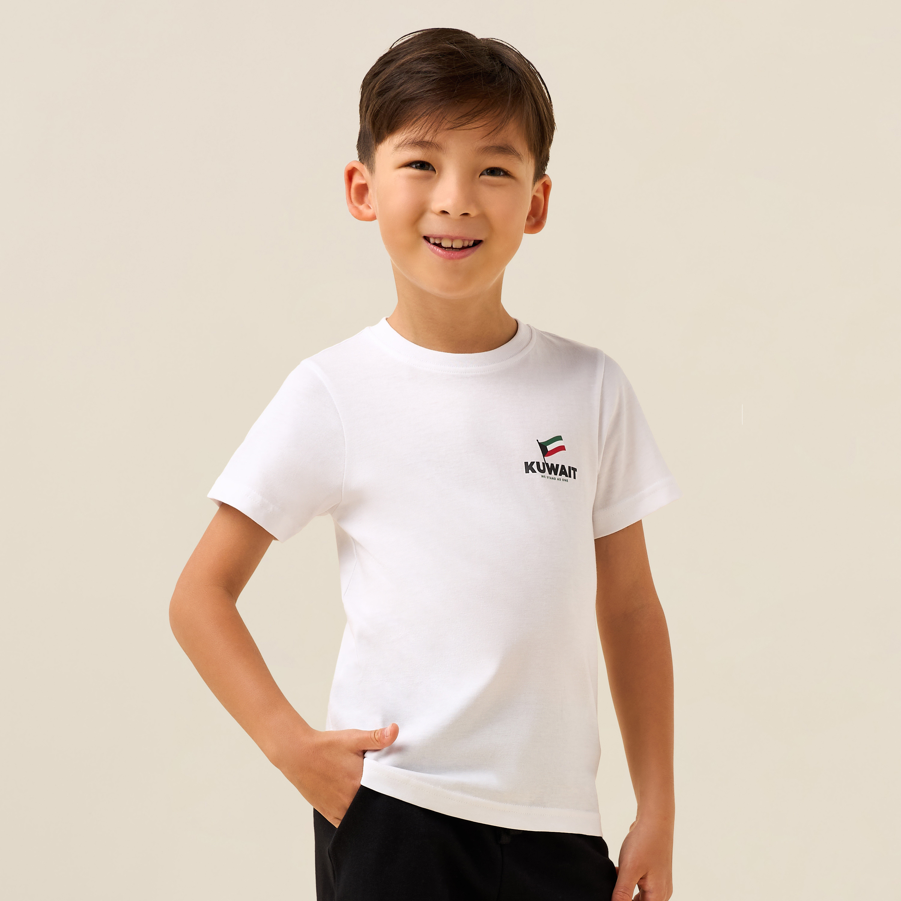 Juniors Crew Neck Short Sleeves T-shirt with Kuwait National Day Print-boys-clothing-tshirtsandpolos-image-1
