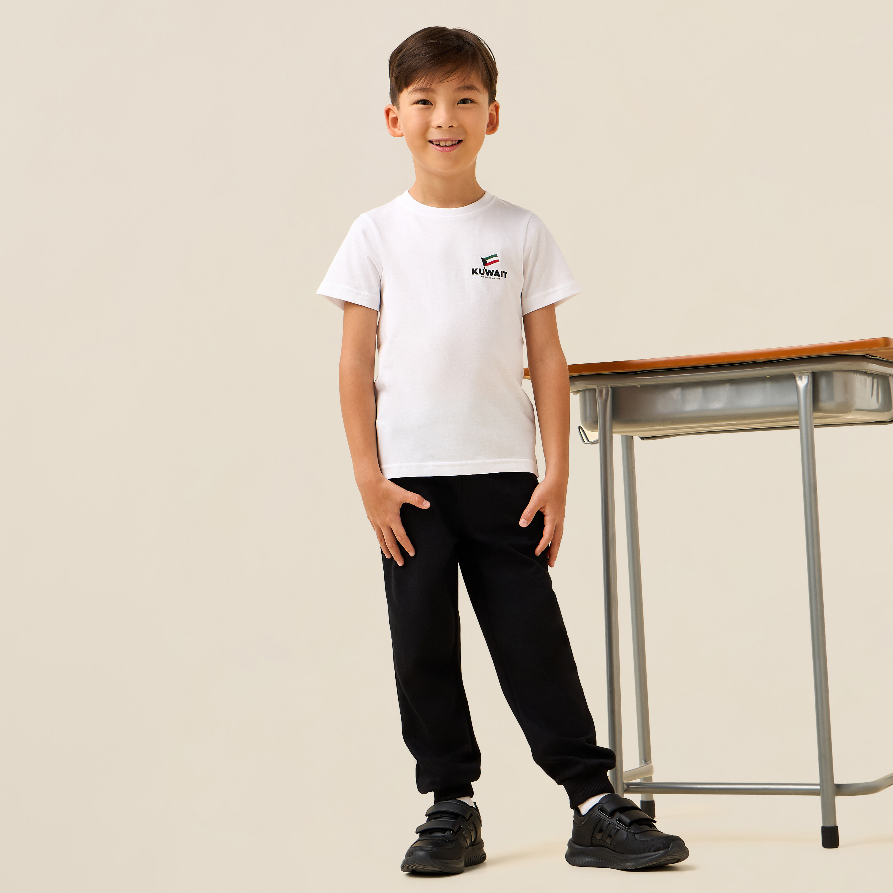 Juniors Crew Neck Short Sleeves T-shirt with Kuwait National Day Print-boys-clothing-tshirtsandpolos-image-2