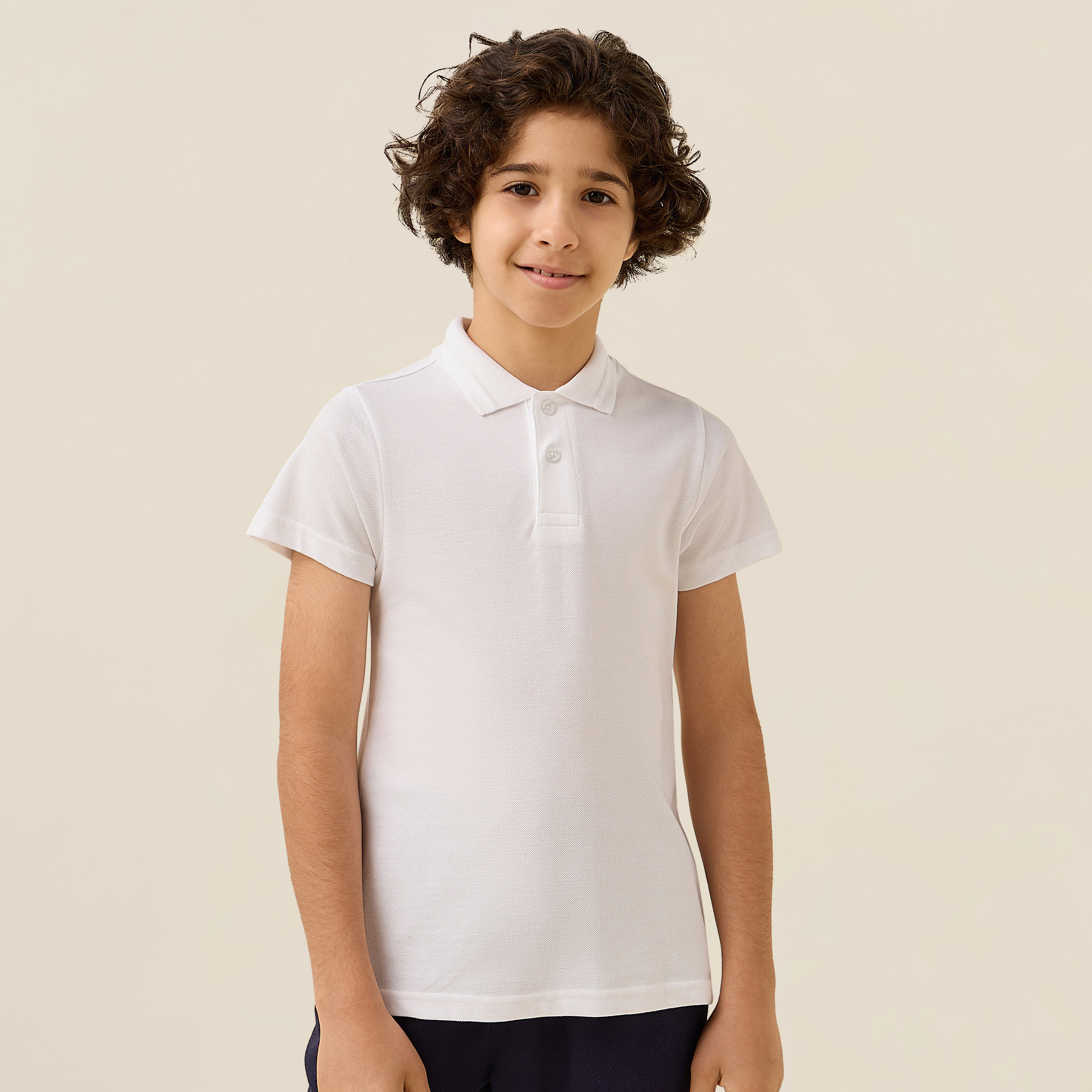 Juniors White School Polo T-shirt with Short Sleeves - Boys-boys-clothing-schoolwear-tshirtsandpolos-image-1
