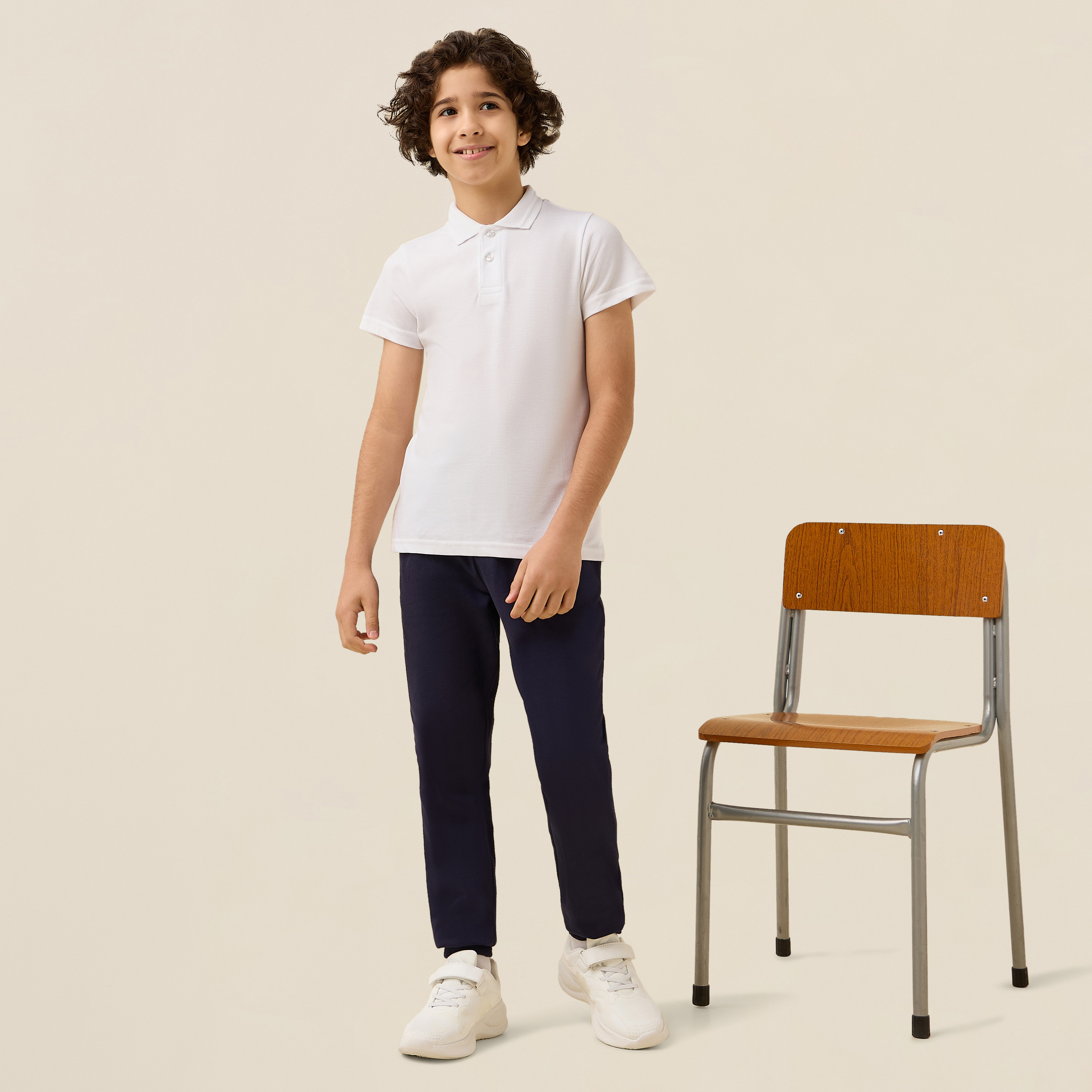 Juniors White School Polo T-shirt with Short Sleeves - Boys-boys-clothing-schoolwear-tshirtsandpolos-image-2