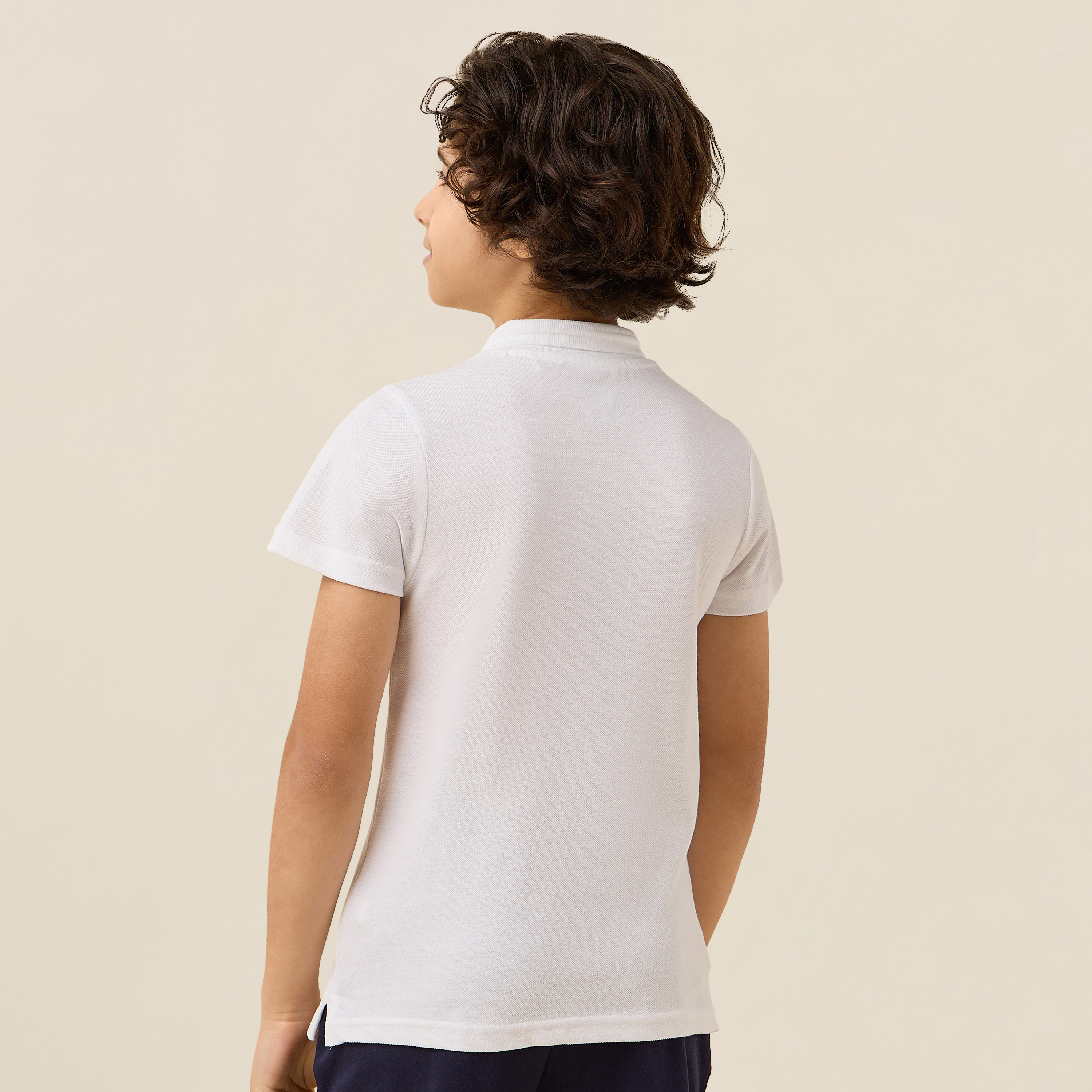 Juniors White School Polo T-shirt with Short Sleeves - Boys-boys-clothing-schoolwear-tshirtsandpolos-image-3