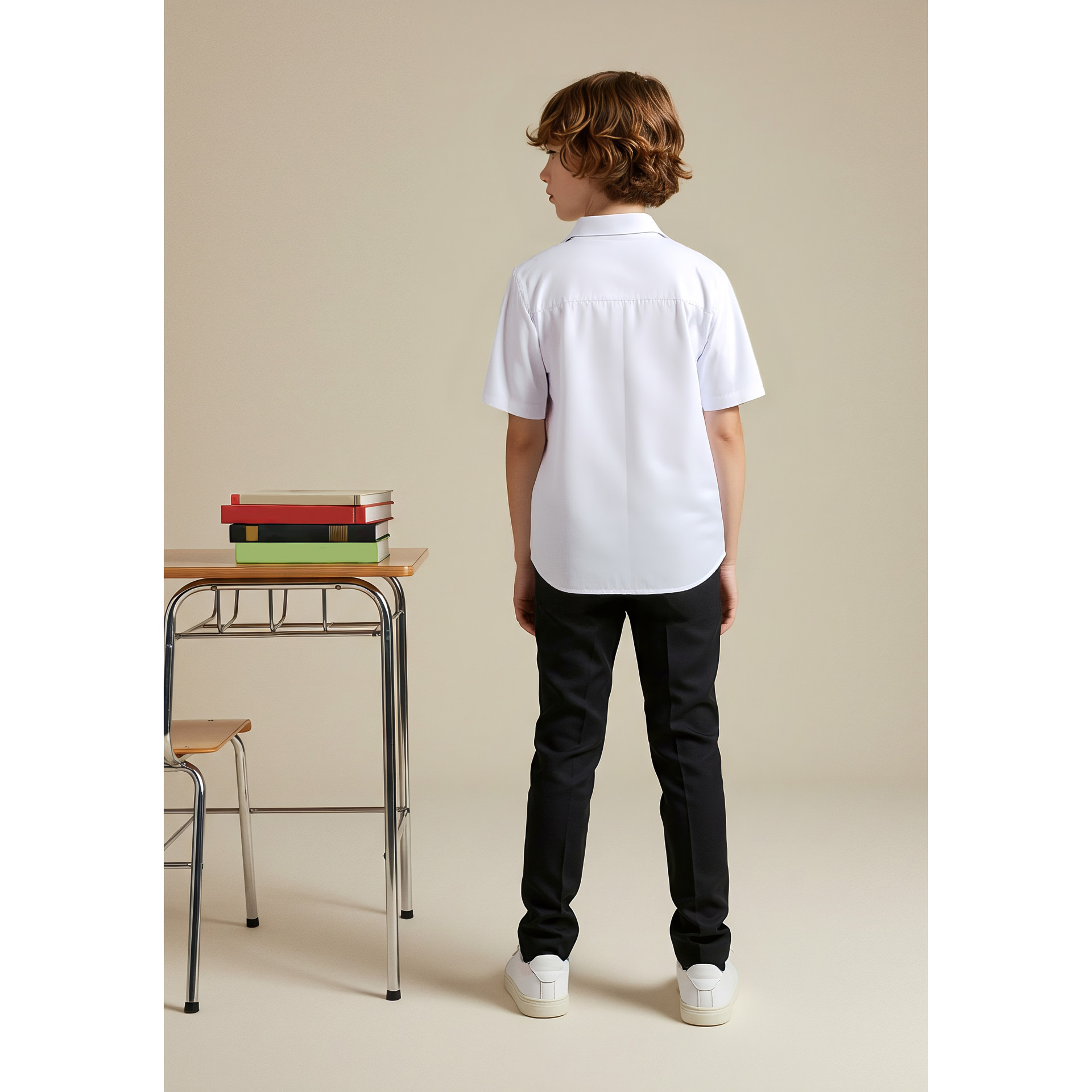 Set of 2- Juniors Solid Shirt with Chest Pocket and Short Sleeves-boys-clothing-shirts-image-3