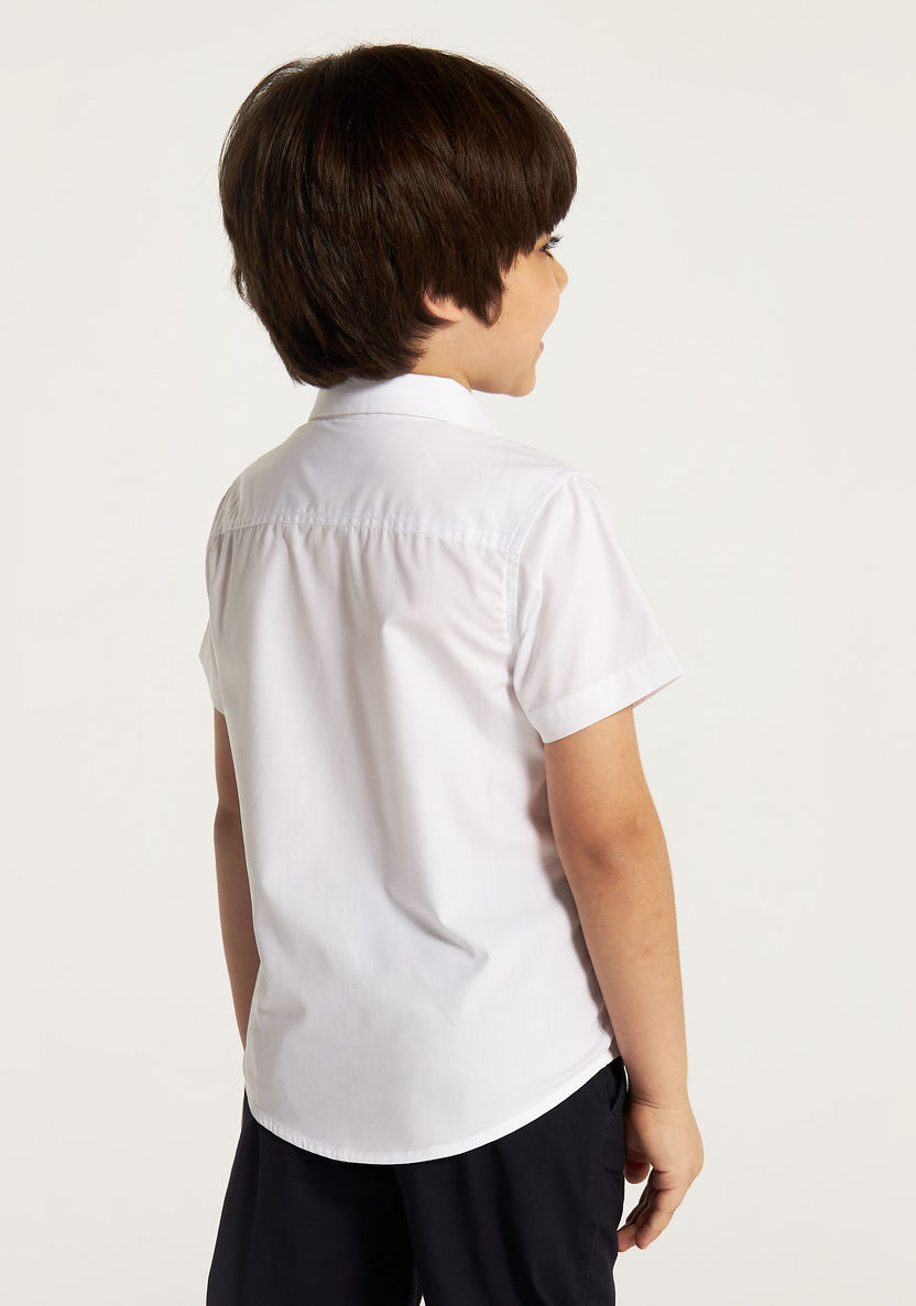 Juniors Solid Shirt with Chest Pocket and Short Sleeves-Tops-image-3