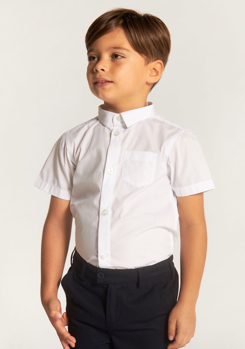 Juniors Solid Shirt with Short Sleeves and Pocket-Tops-image-0