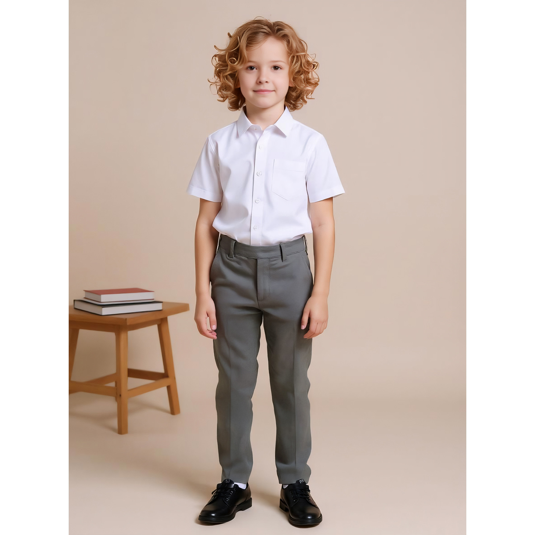 Juniors Solid Shirt with Short Sleeves and Pocket-boys-clothing-shirts-image-2