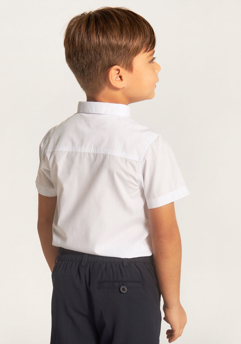 Juniors Solid Shirt with Short Sleeves and Pocket-Tops-image-1