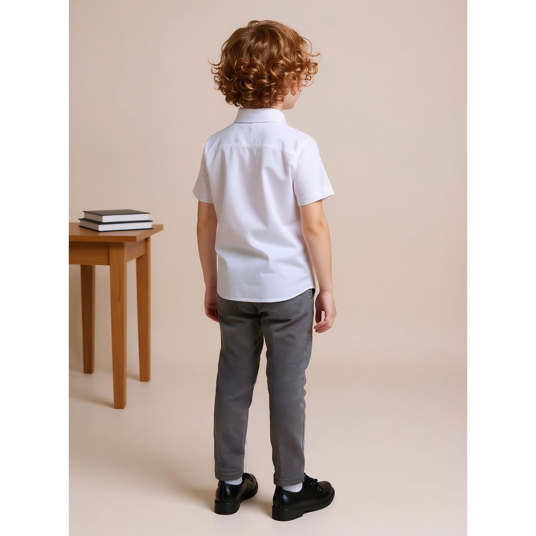 Juniors Solid Shirt with Short Sleeves and Pocket-boys-clothing-shirts-image-3