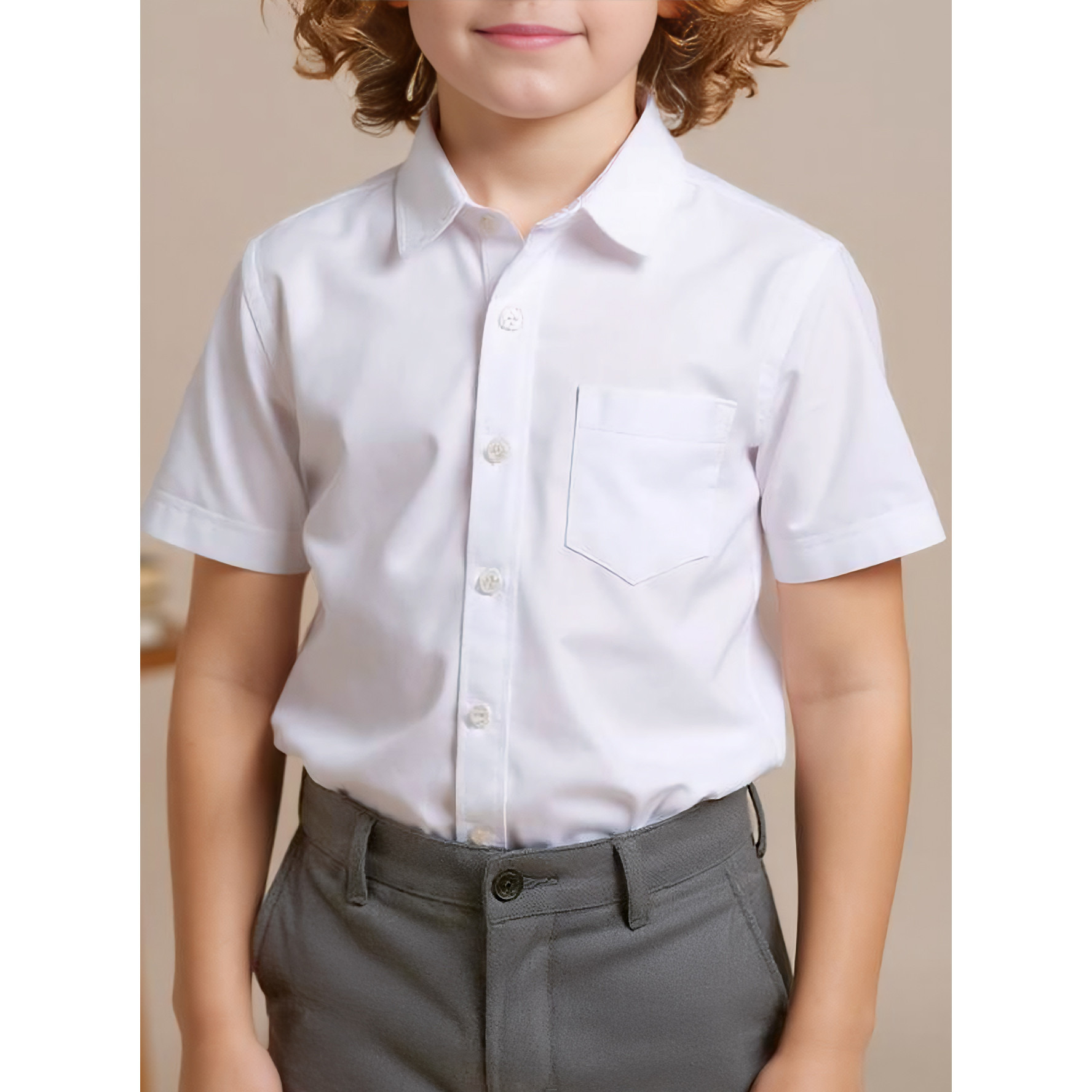 Juniors Solid Shirt with Short Sleeves and Pocket-boys-clothing-shirts-image-4