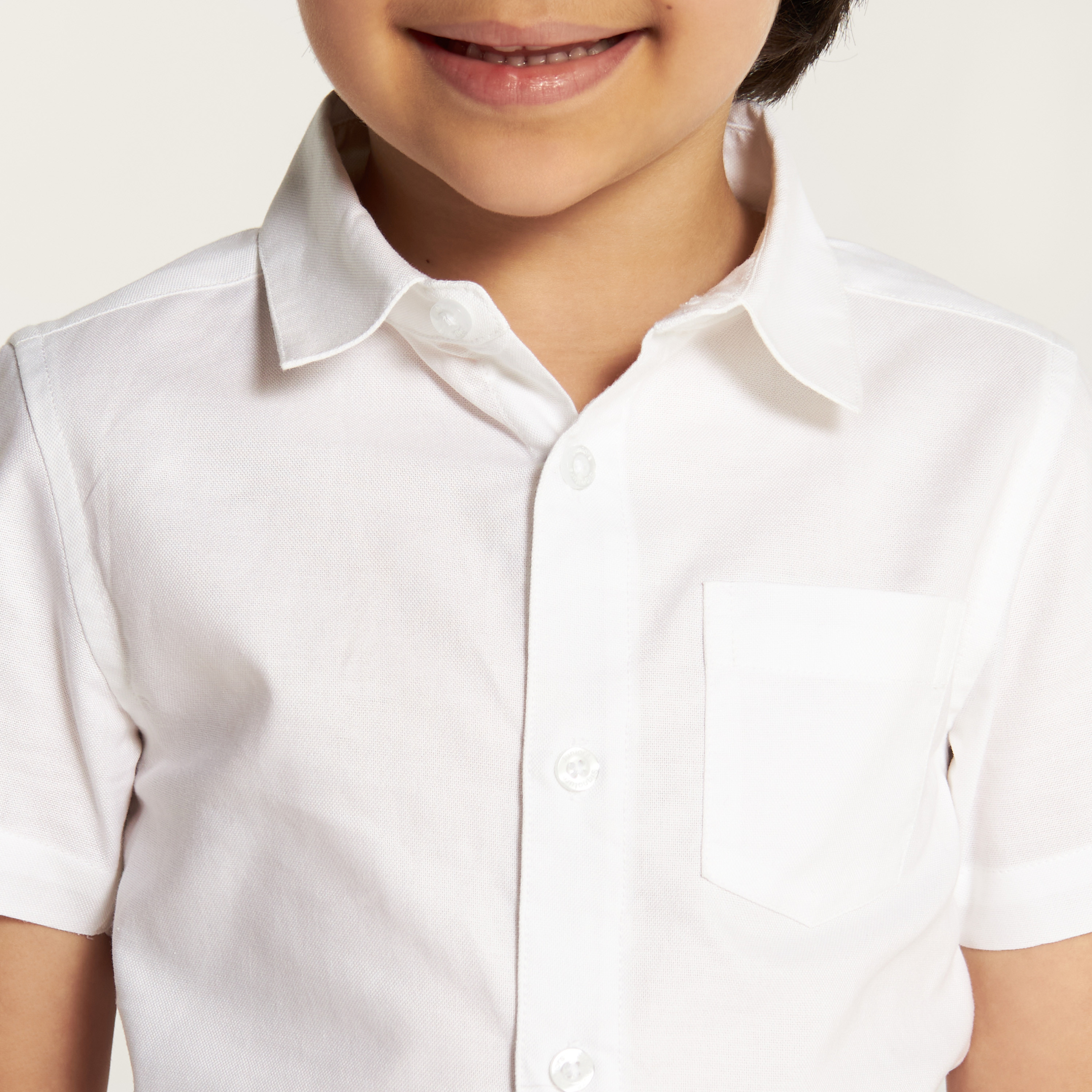 Juniors Solid Shirt with Chest Pocket and Short Sleeves-boys-clothing-shirts-image-3