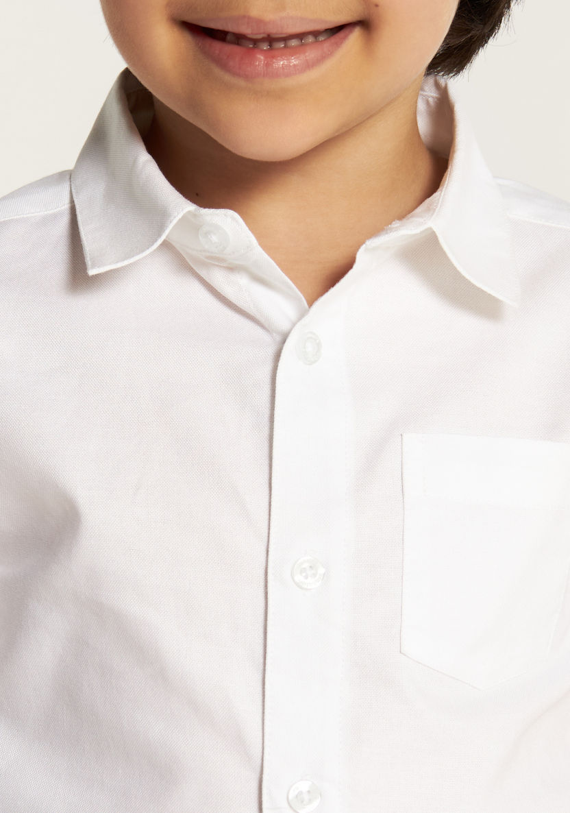 Juniors Solid Shirt with Chest Pocket and Short Sleeves-Tops-image-2