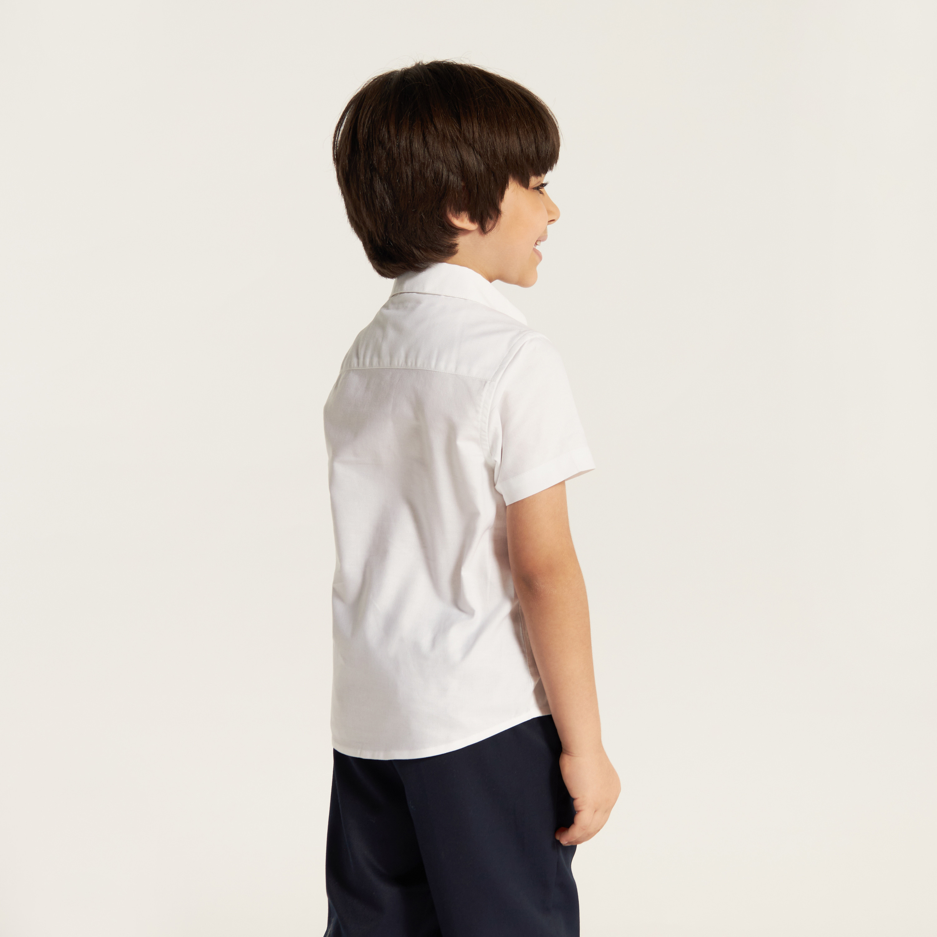Juniors Solid Shirt with Chest Pocket and Short Sleeves-boys-clothing-shirts-image-4